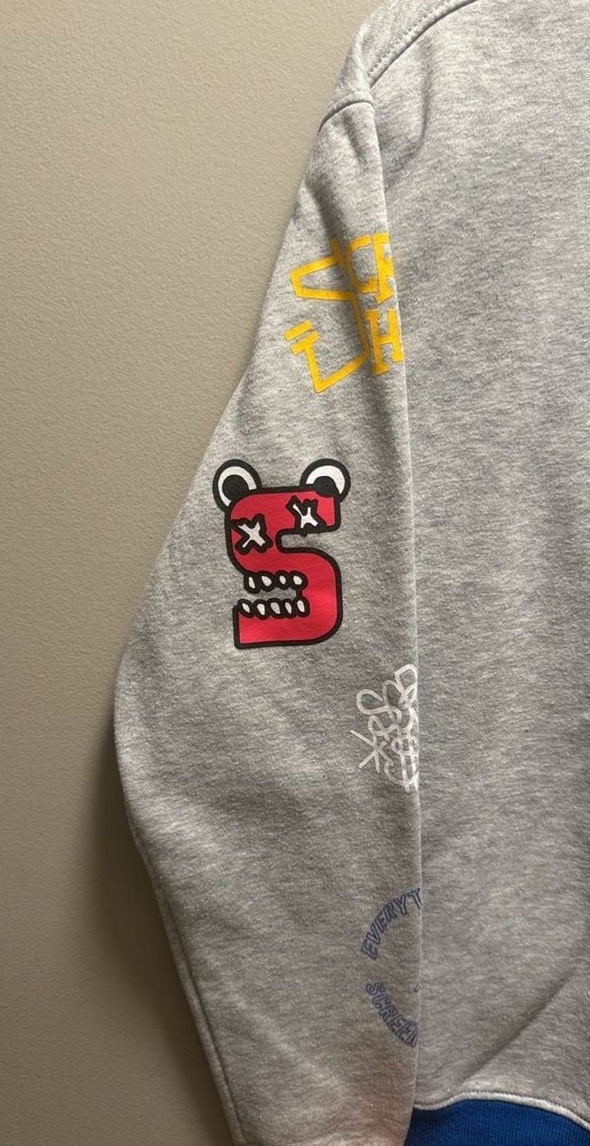 Screenshot Brand Sweatshirt Size Medium Grey Blue Graffiti Print 8