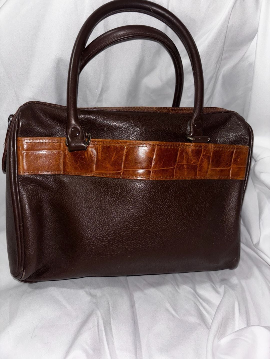 RARE!! 80s- 90s Courtenay Genuine Pebble Leather Doctor Satchel Bag Brown 3