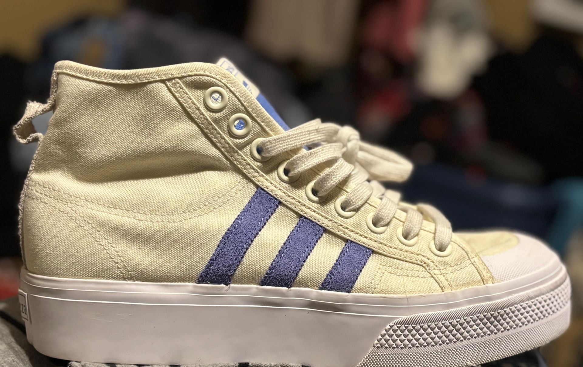 Adidas Nizza Platform Mid Off White Blue Fusion 3