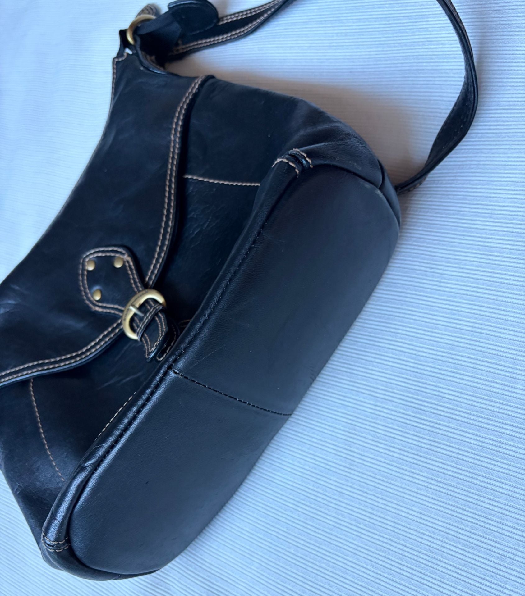 Y2K Stone Mountain Black Leather Shoulder Bag 5
