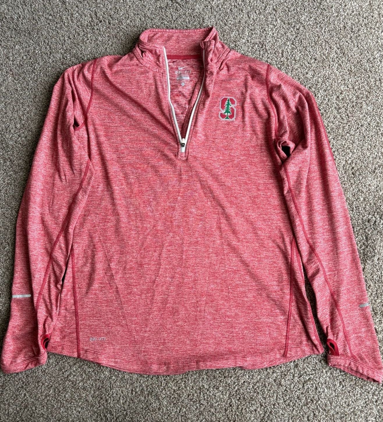 Nike Dri-FIT Stanford Cardinal Quarter Zip Pullover Size L Red Heathered 2