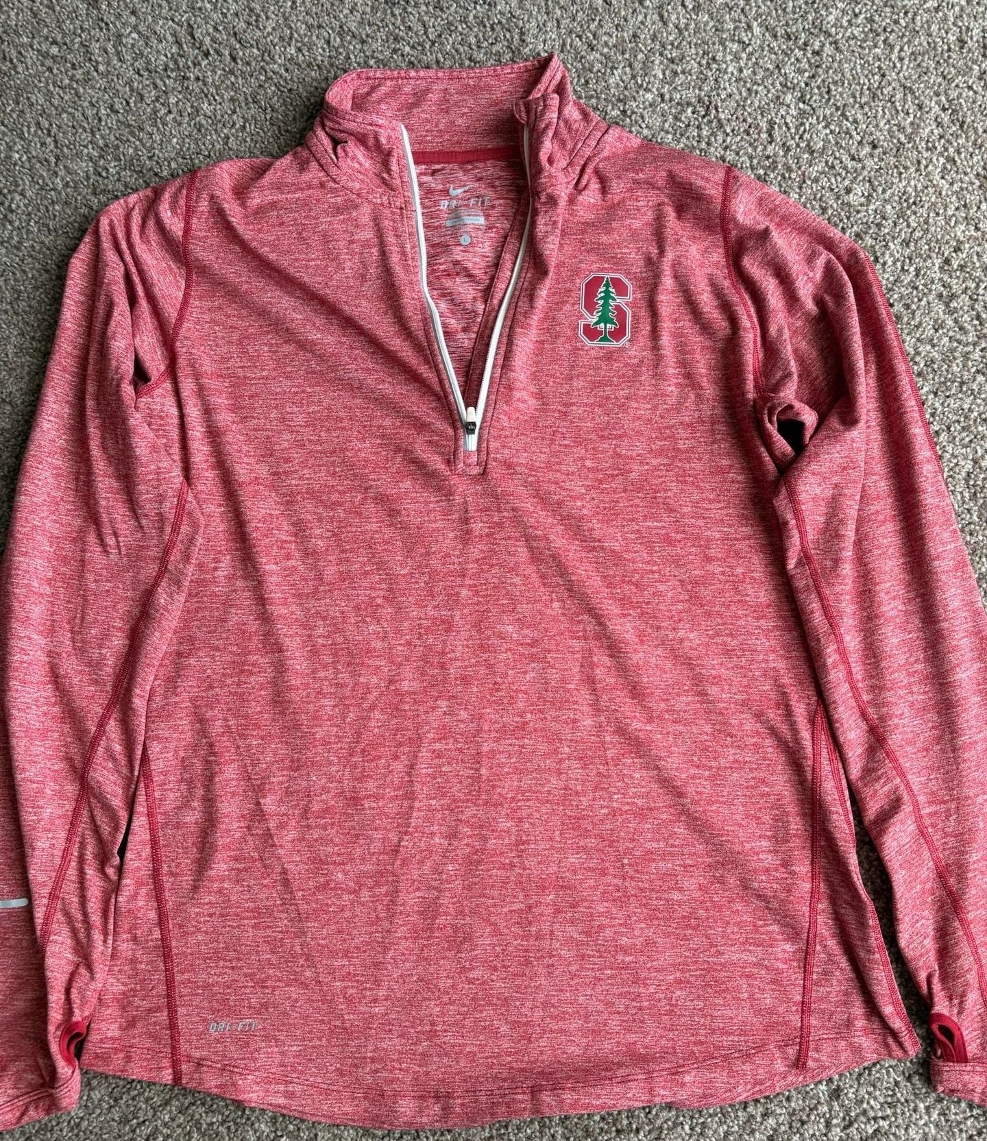 Nike Dri-FIT Stanford Cardinal Quarter Zip Pullover Size L Red Heathered 3