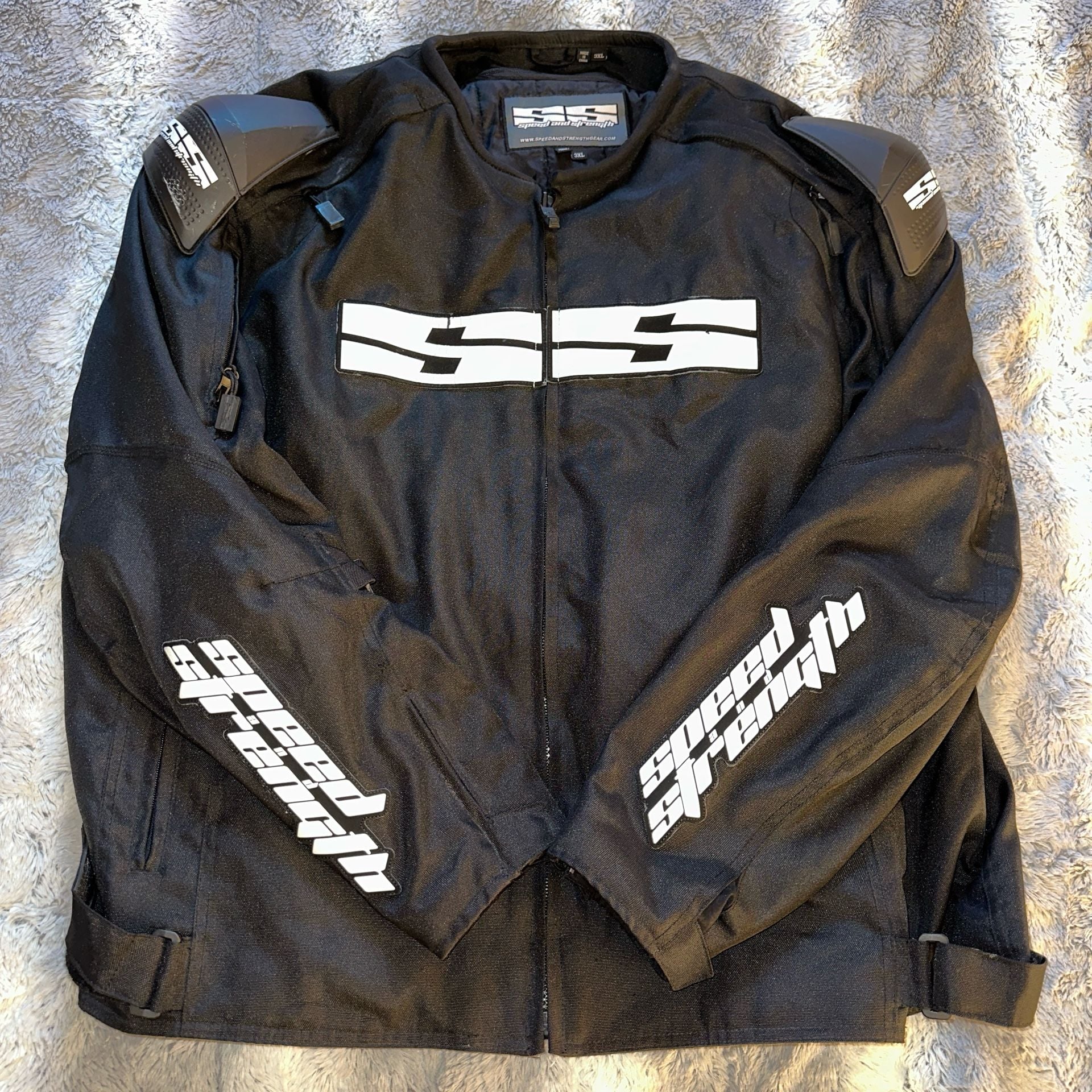 Speed And Strength Motorcycle Jacket Size 3XL Black Armored W/ Spine Pad 2