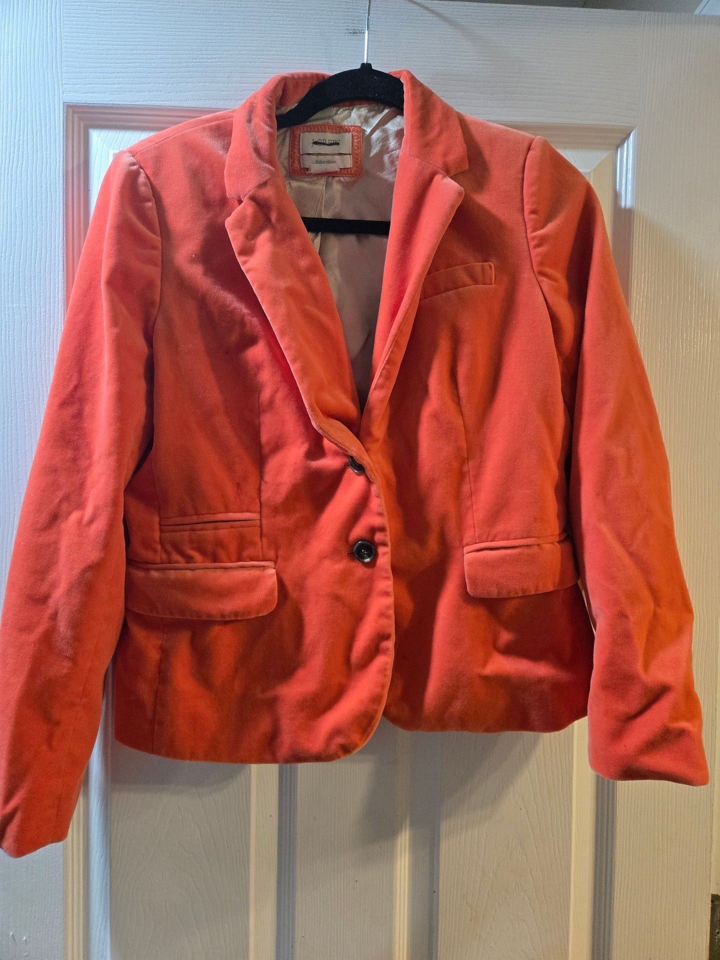 J.Crew Schoolboy Blazer Coral Velvet Size 8 2