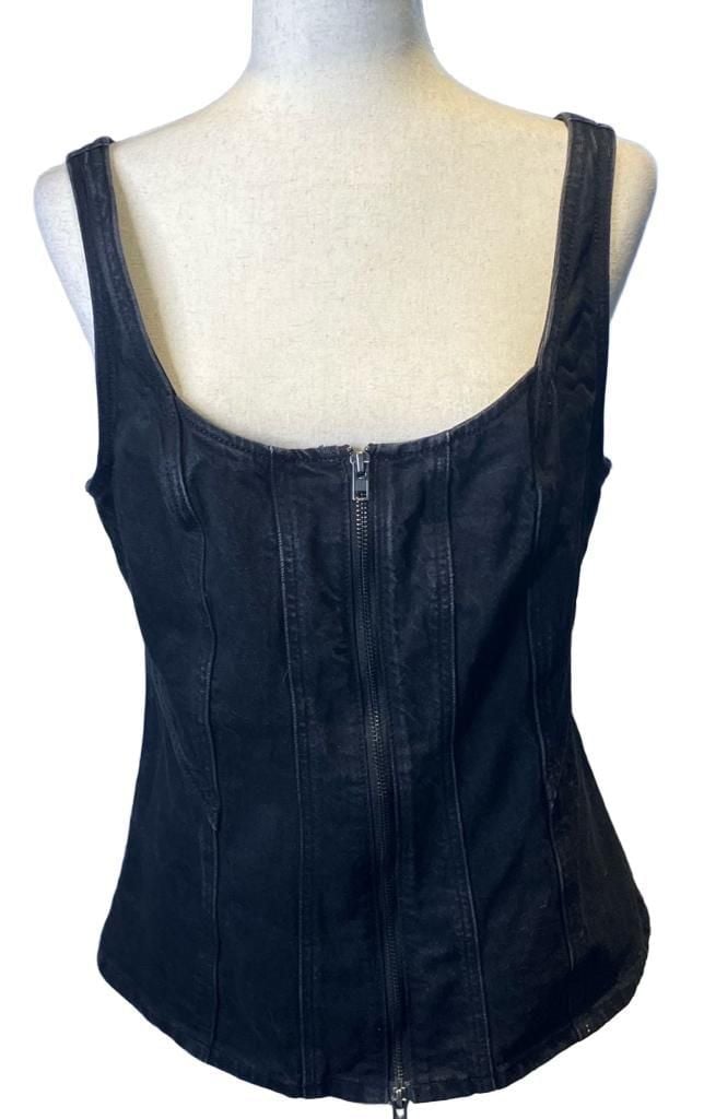 Universal Thread Denim Corset Top Size 10 Black Zip Front 2