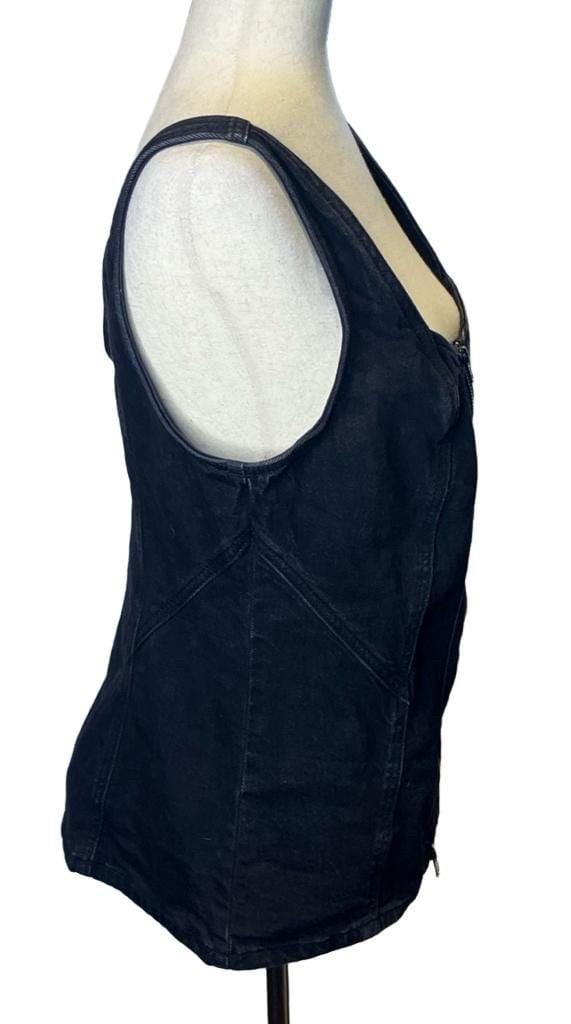 Universal Thread Denim Corset Top Size 10 Black Zip Front 3