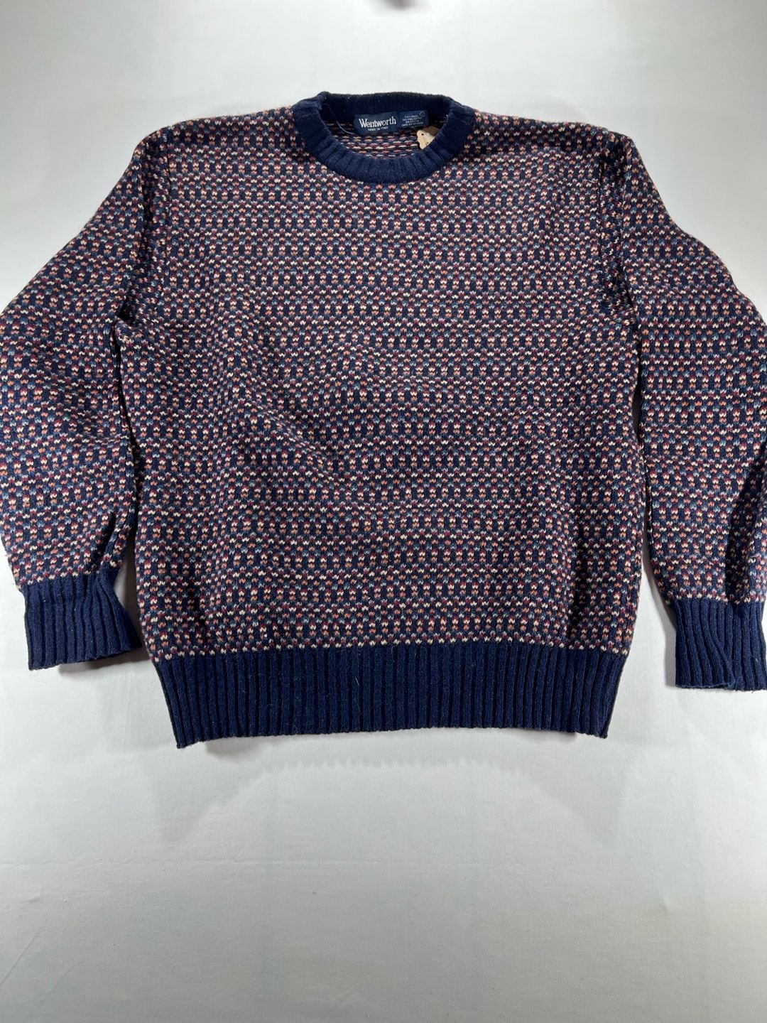 Wentworth Wool Blend Crewneck Sweater Size L Multicolor Pattern Italy 2