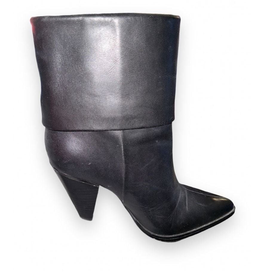 DKNY Cerise Pointed-Toe Booties Size 9M Black Leather Heeled Ankle Boots 3