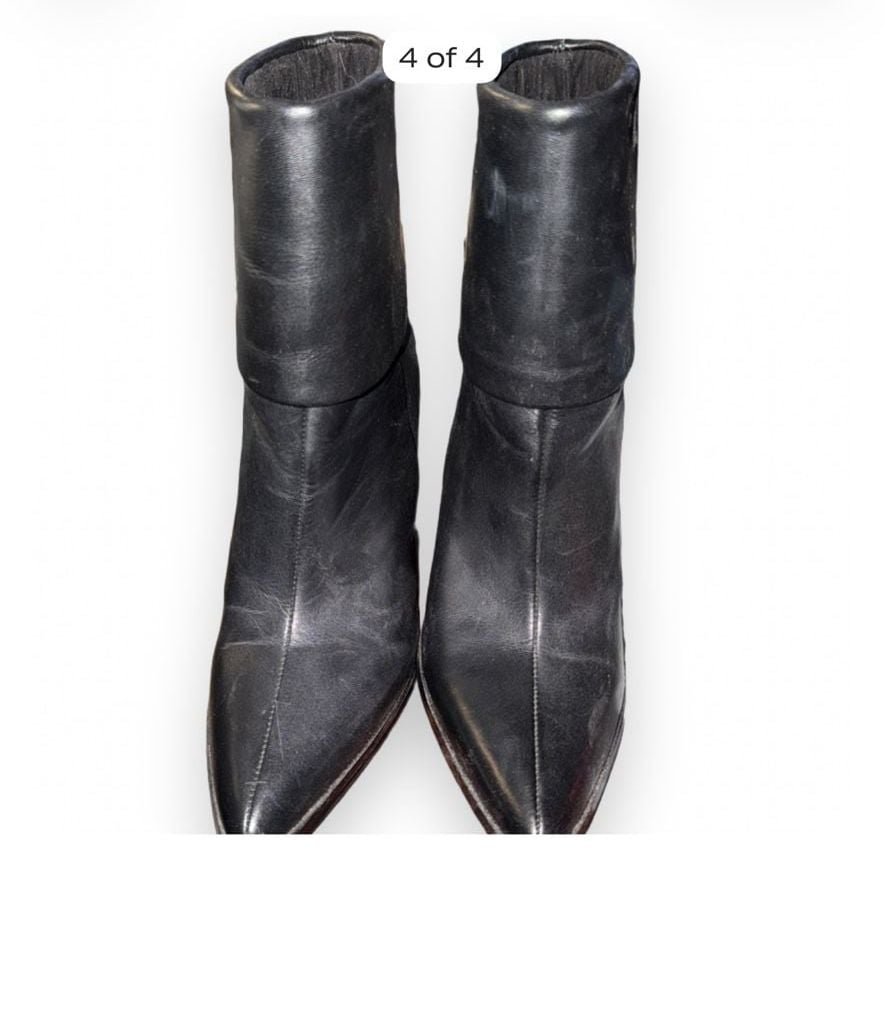 DKNY Cerise Pointed-Toe Booties Size 9M Black Leather Heeled Ankle Boots 5