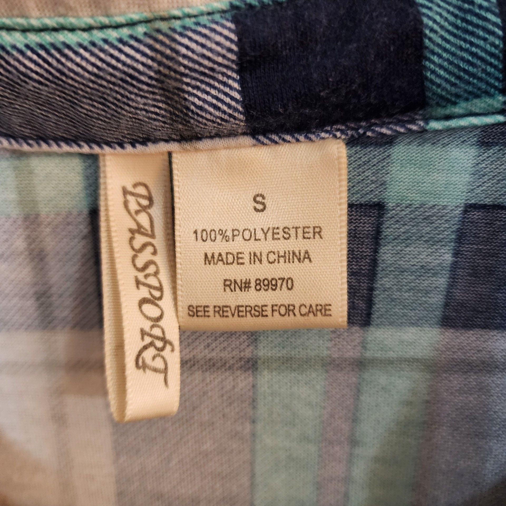 Passpirt Plaid Button Up Shirt Size S Blue Teal White women's 4