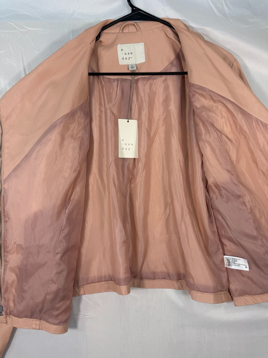 A New Day Faux Leather Moto Jacket Size XL Pink Asymmetrical 4