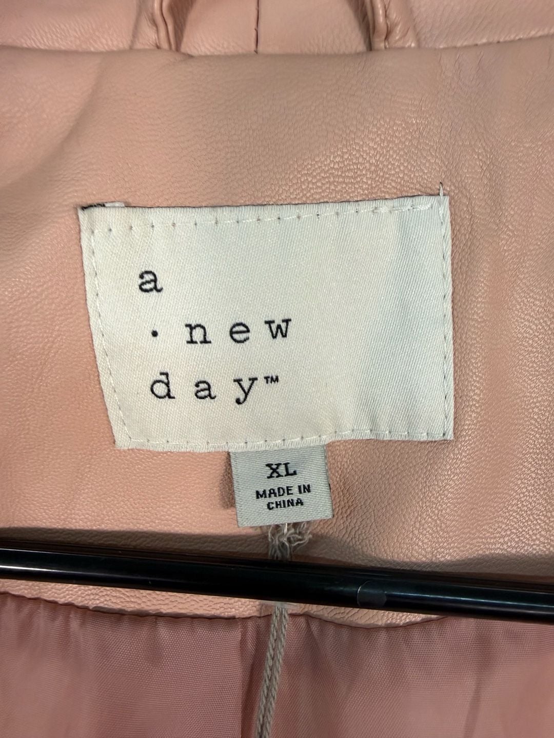 A New Day Faux Leather Moto Jacket Size XL Pink Asymmetrical 5