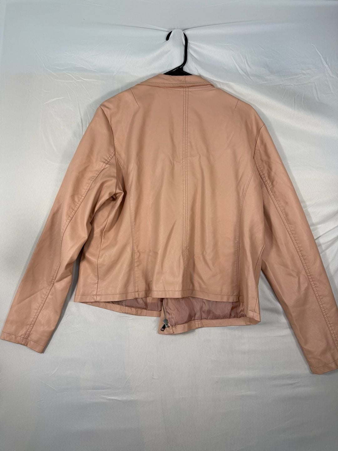 A New Day Faux Leather Moto Jacket Size XL Pink Asymmetrical 8