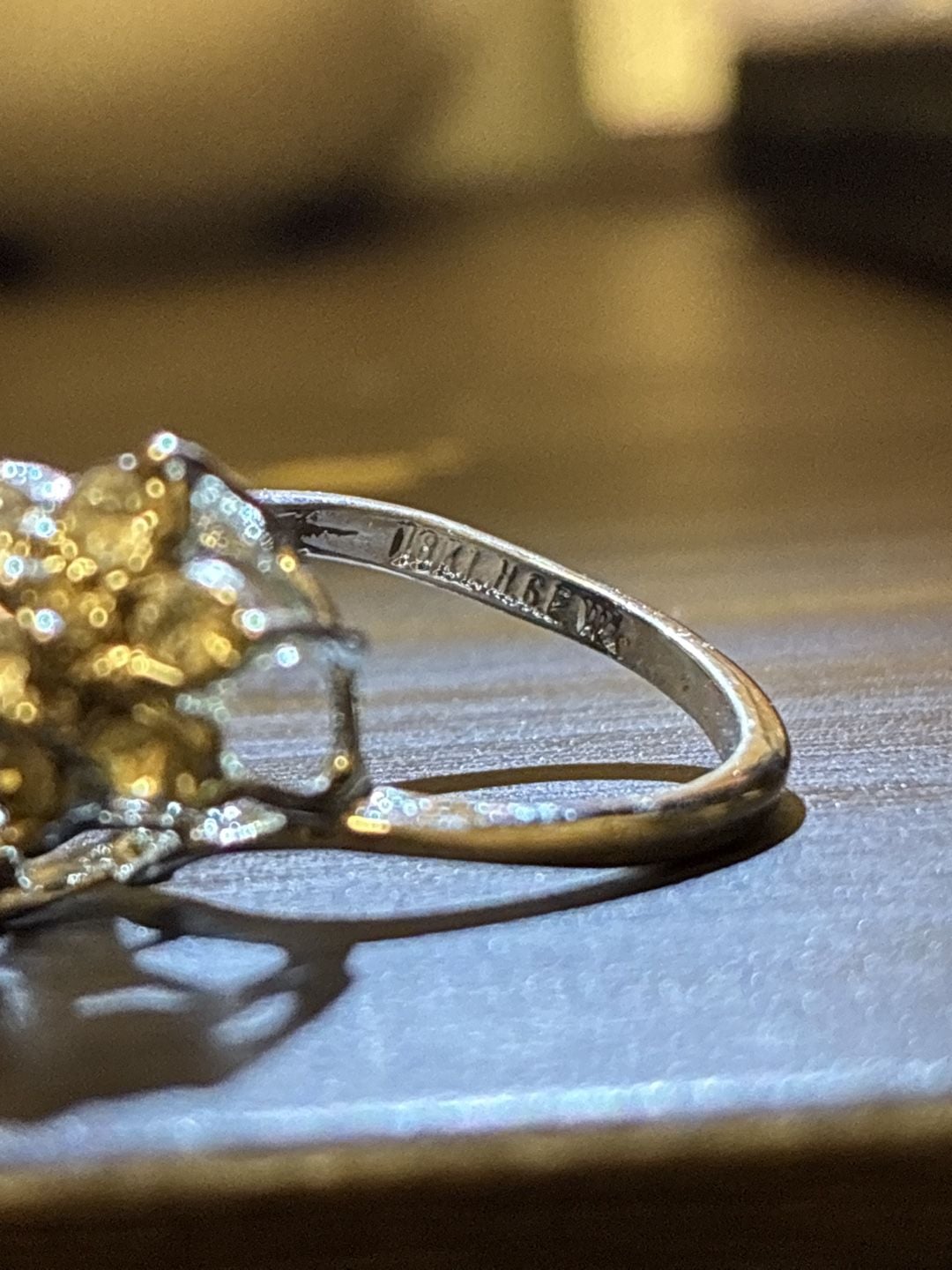 Vintage 1960s 18k HGE Floral Cluster Crystal Ring Size 4.5 7