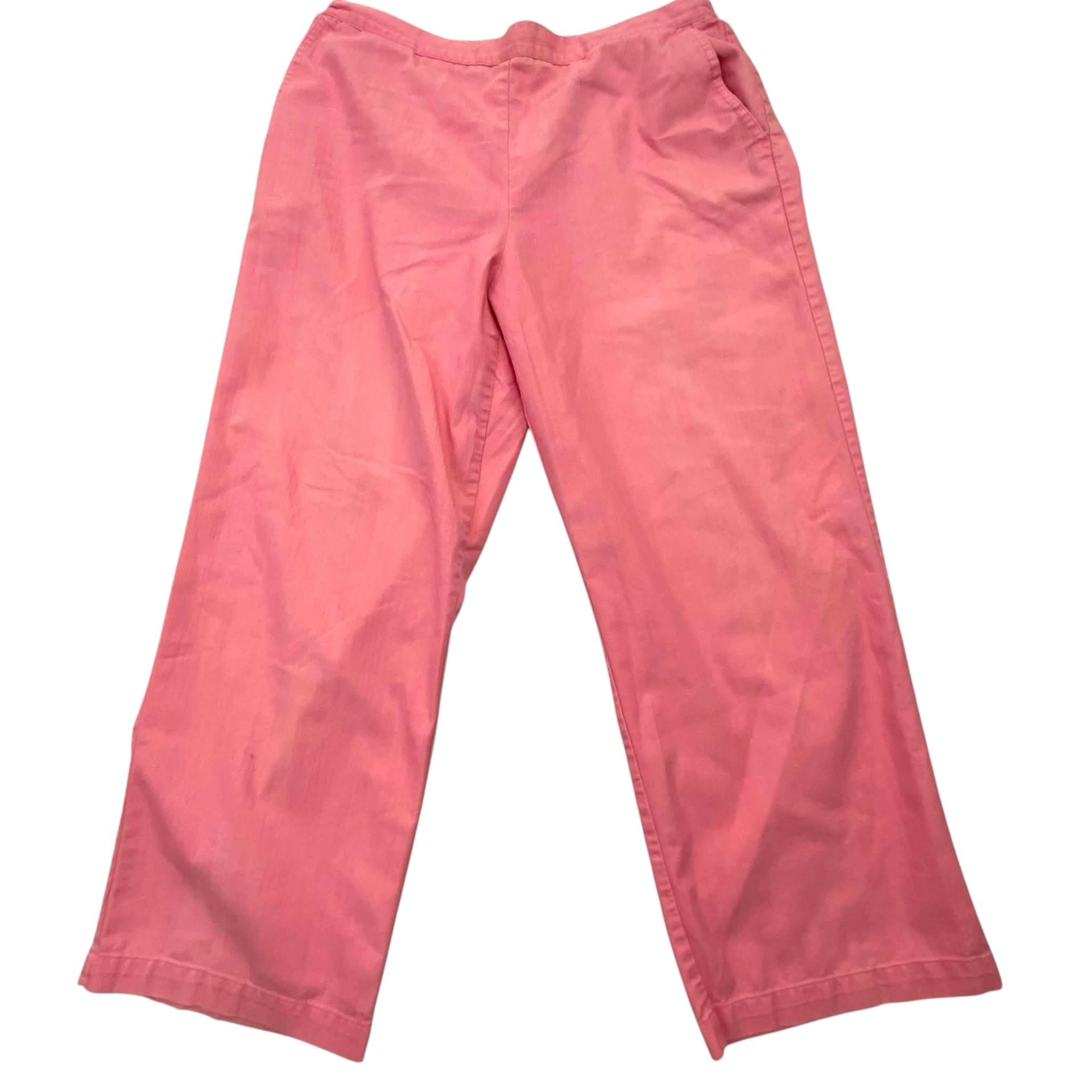Alfred Dunner Casual Pants Size 16 Pink Cotton Blend Straight Leg 7