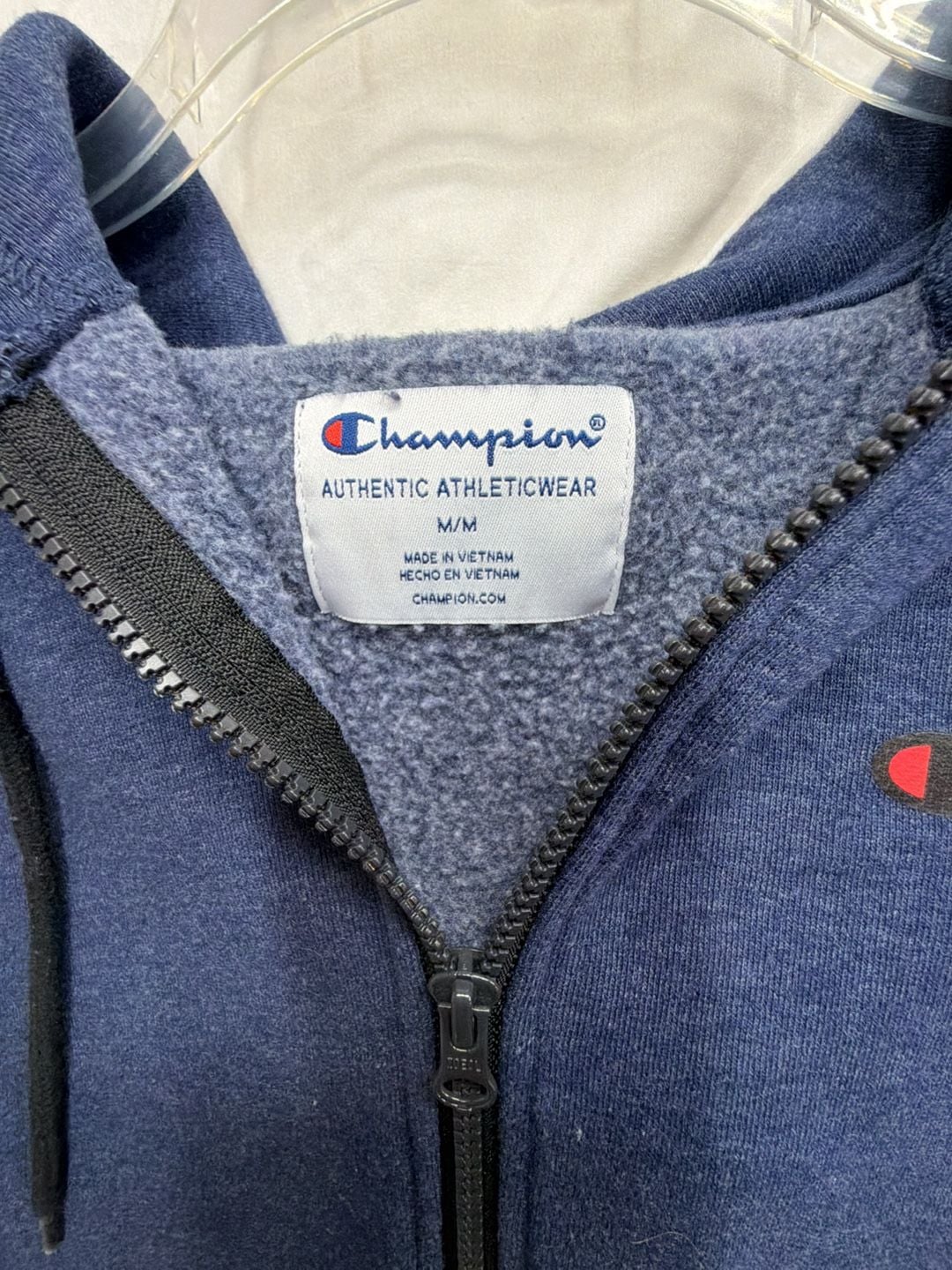 Champion Half Zip Hoodie Size M Blue Black Sweatshirt 3