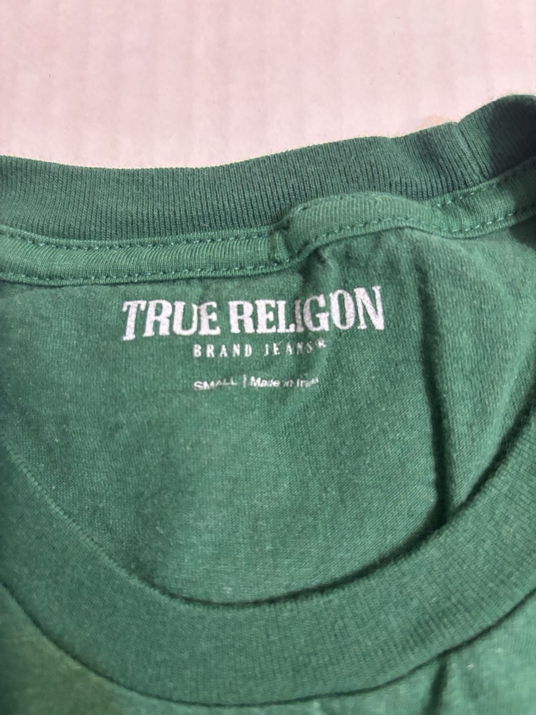 True Religion Graphic T-Shirt Size Small Green Buddha Guitar 4