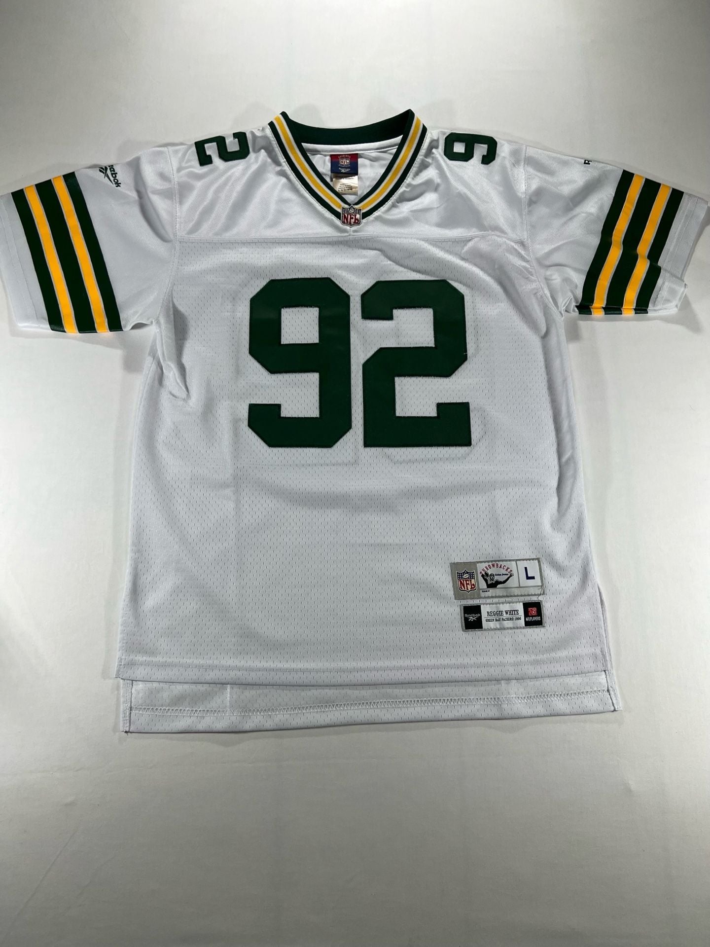 Reebok Reggie White Green Bay Packers 1996 Jersey Size L (14/16) White 2