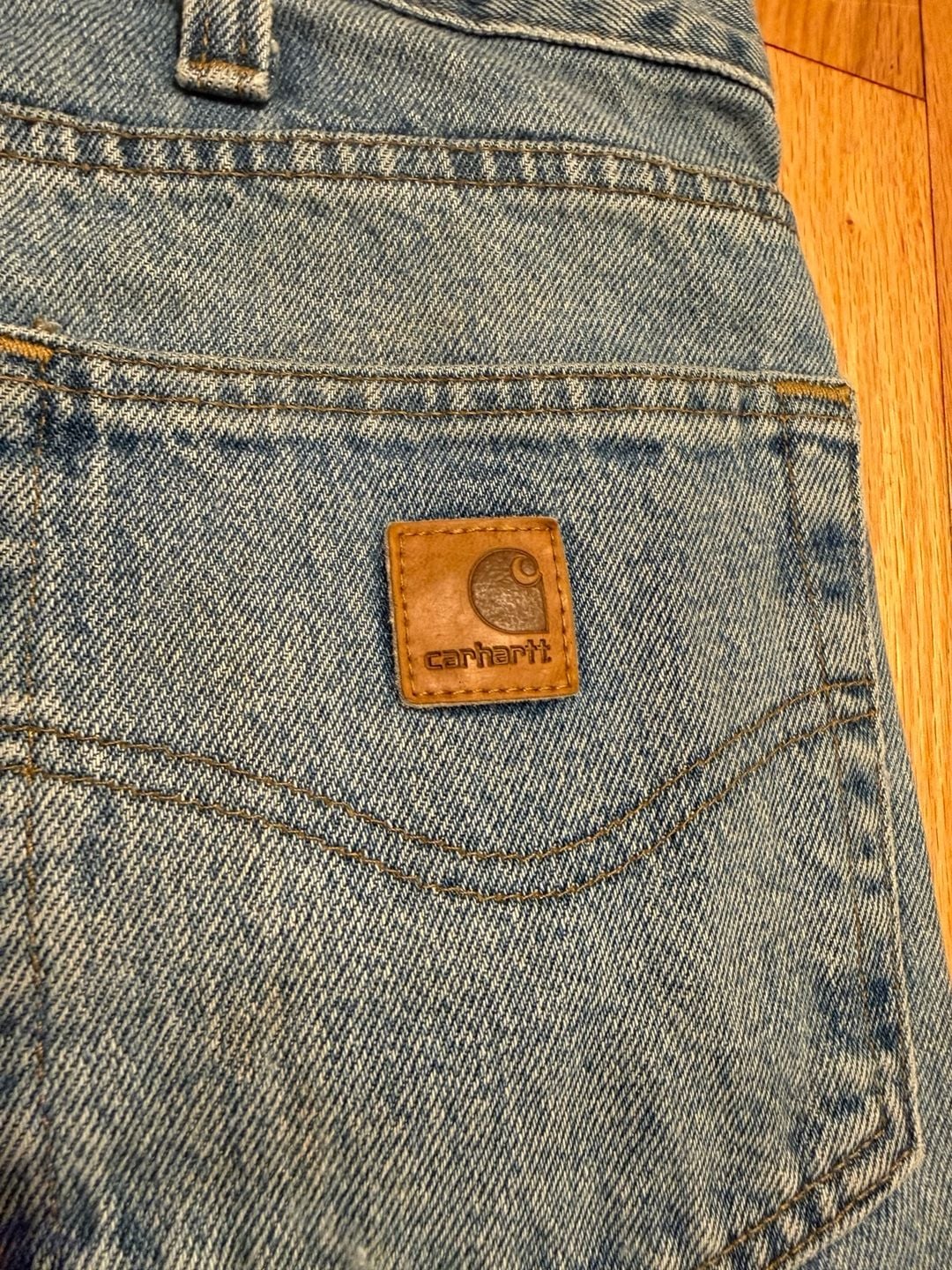Carhartt B480 Traditional Fit Jeans Size 42x32 Light Wash Distressed Denim 7