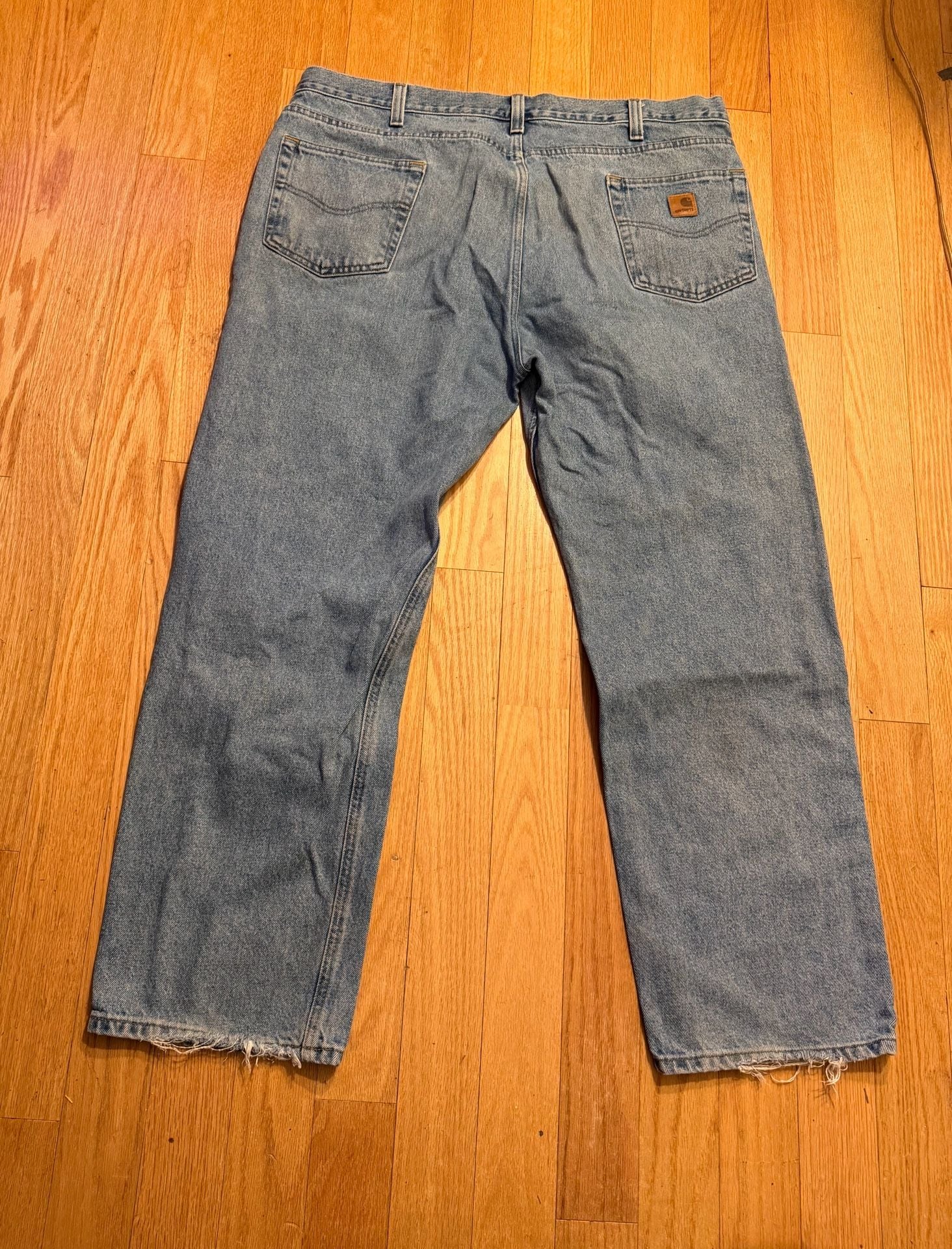 Carhartt B480 Traditional Fit Jeans Size 42x32 Light Wash Distressed Denim 8