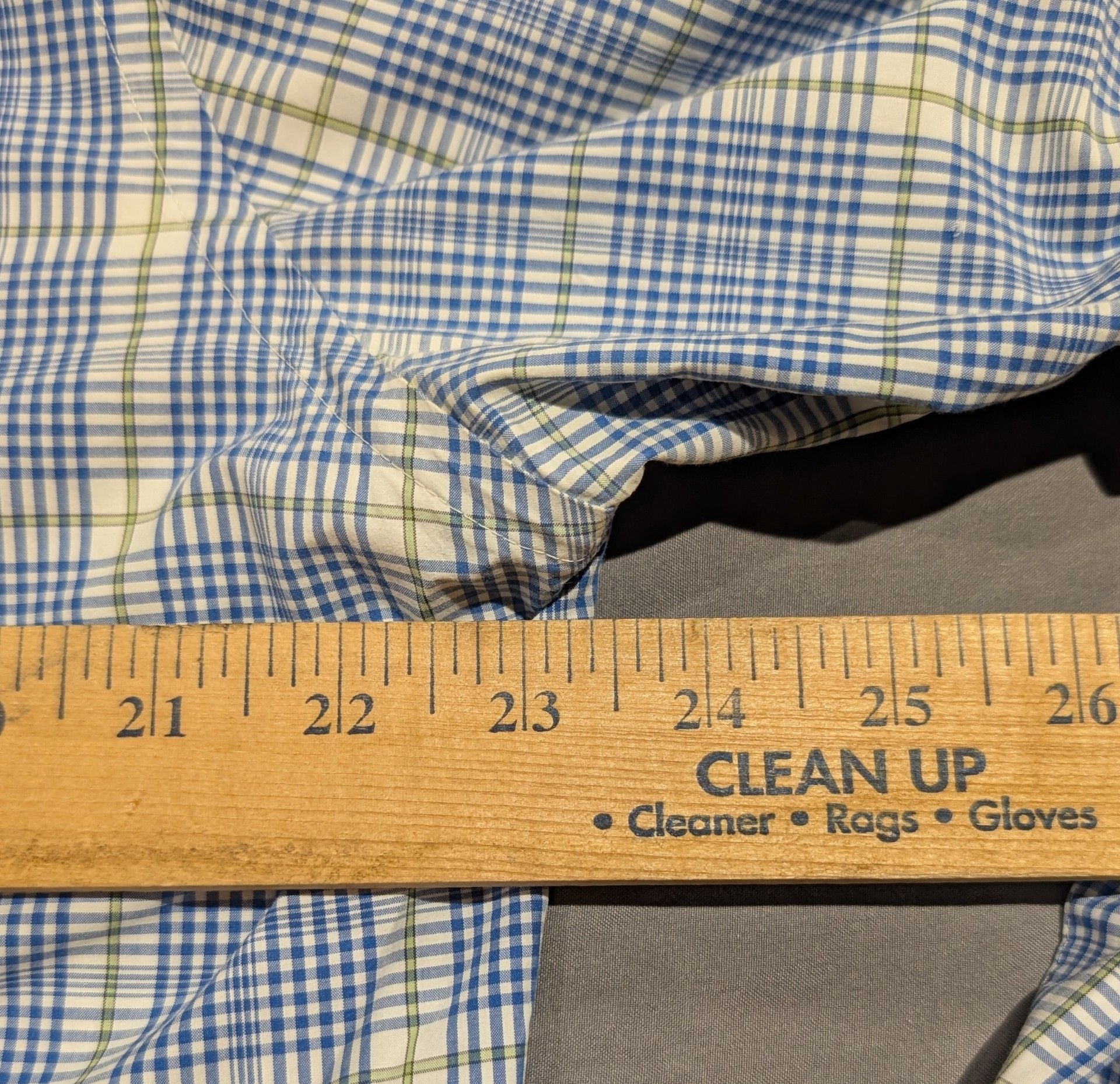 Peter Millar Plaid Button Down Shirt Size L Blue and Green Cotton Long Sleeve 7