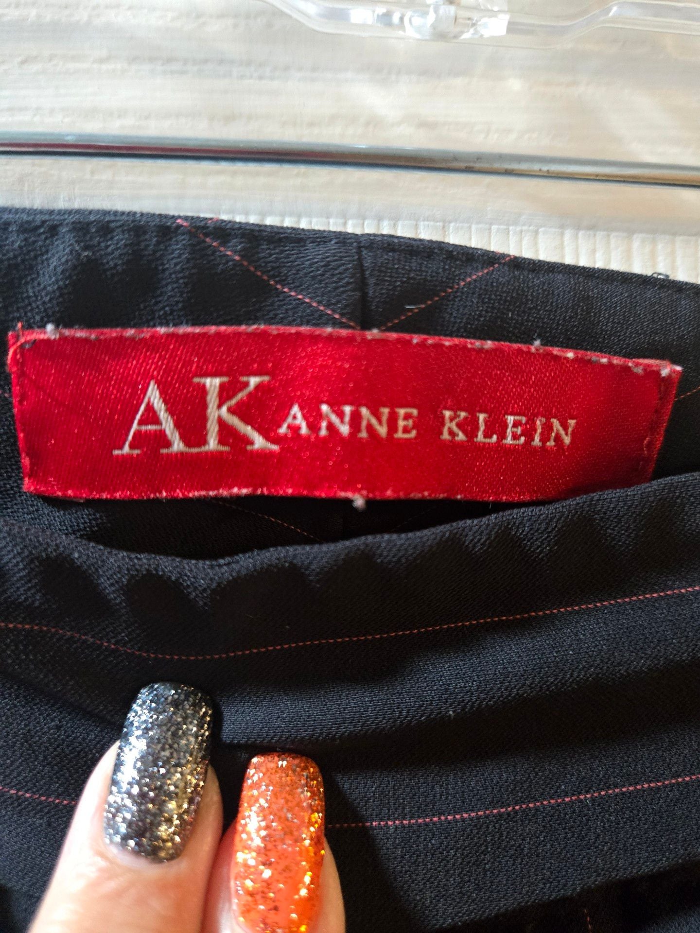 Anne Klein Pinstripe Dress Pants Black 5