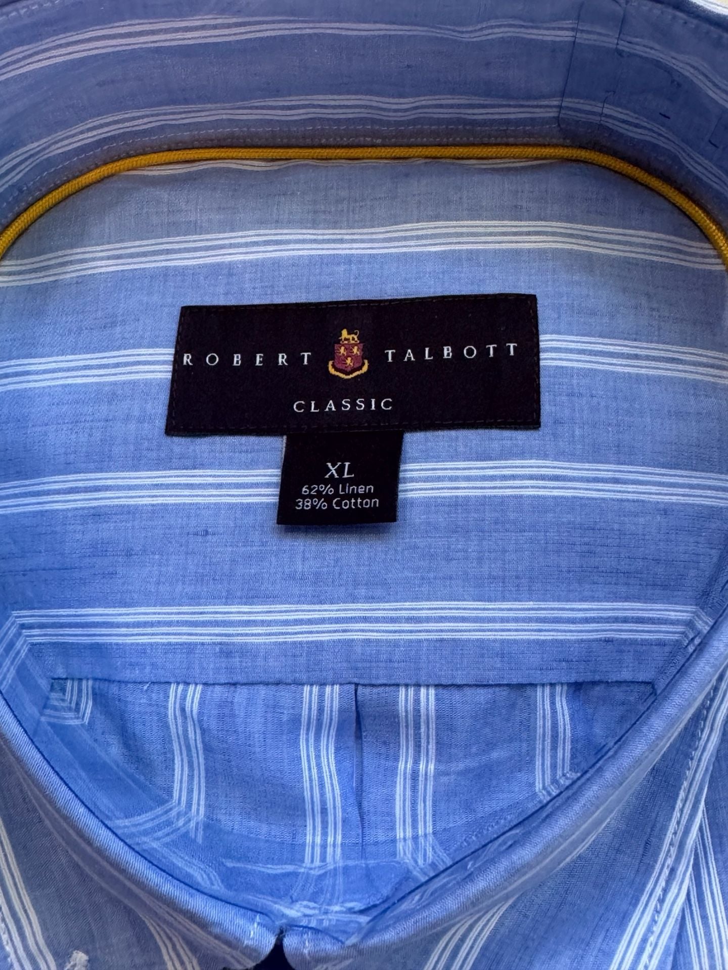 Robert Talbott Linen Blend Striped Button Down Shirt Quiet Luxury NWT Size XL 3