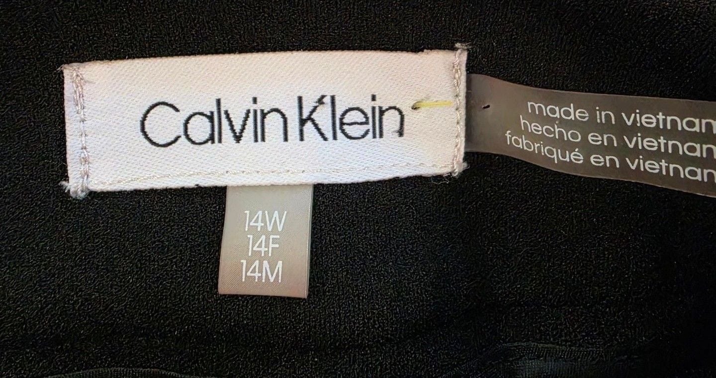 New Calvin Klein Dress Pants Size 14W Black Gold Button Details 5