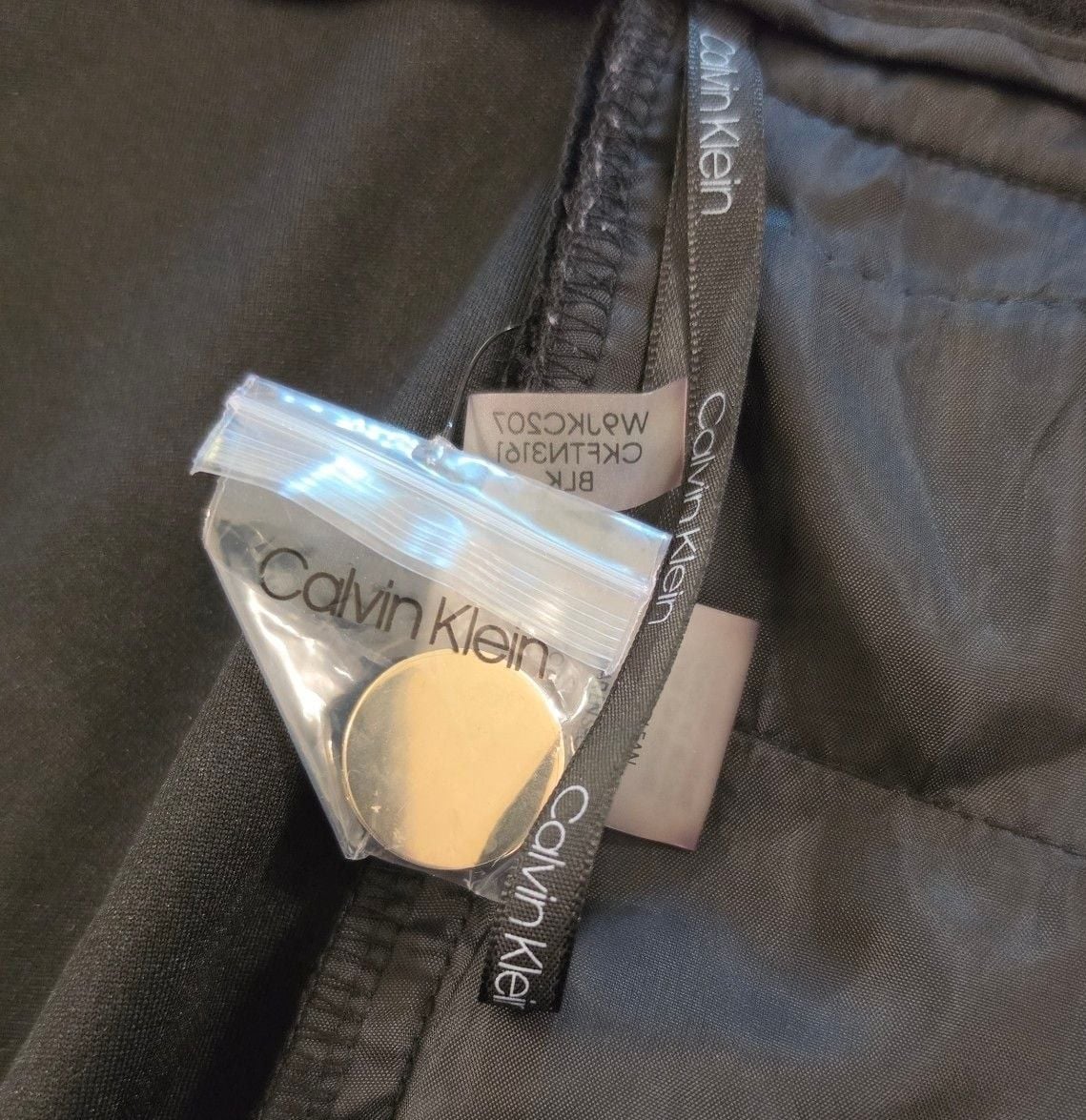 New Calvin Klein Dress Pants Size 14W Black Gold Button Details 7