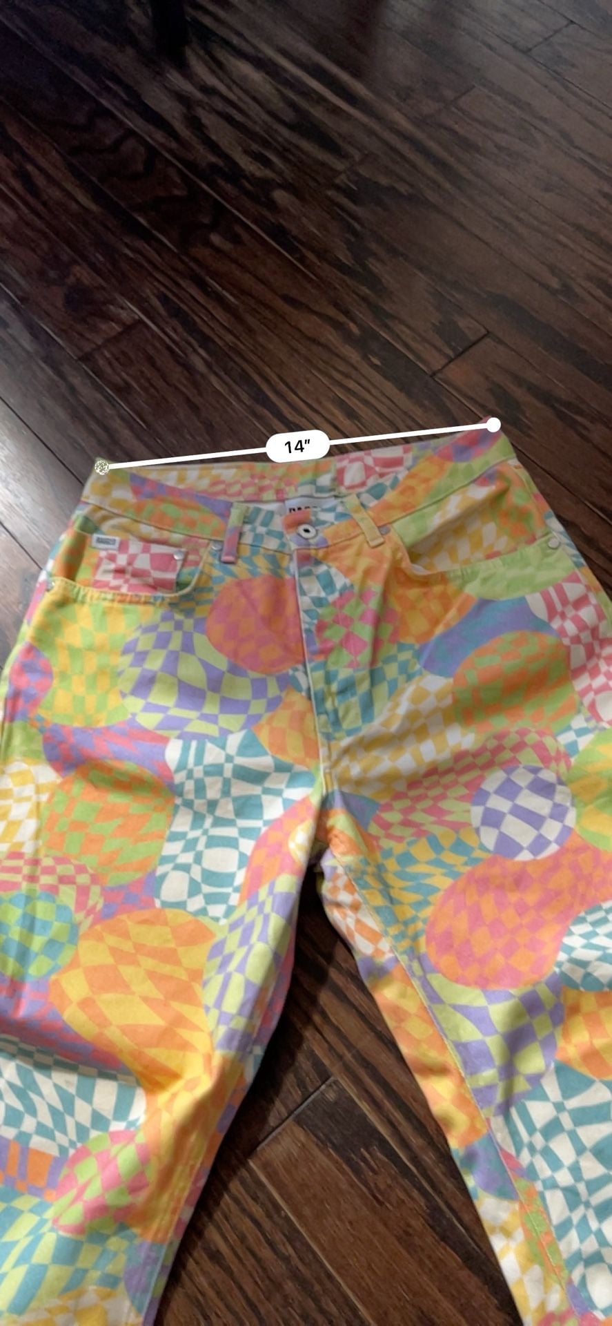Ragged Jeans Sensory Dad Jeans Size 28 Colorful Trippy Checkered 5