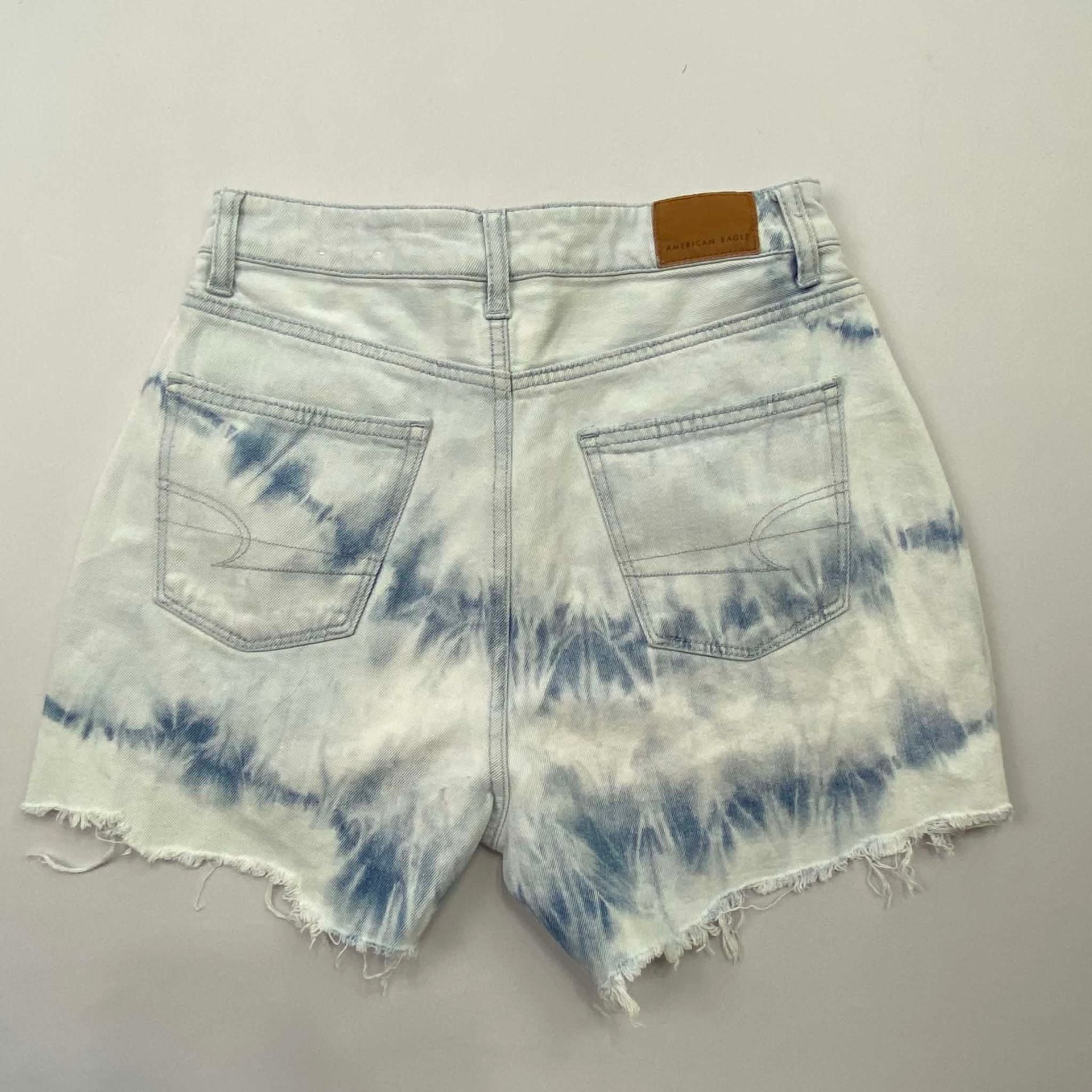 American Eagle Denim Shorts Size 12 Tie Dye Distressed 7