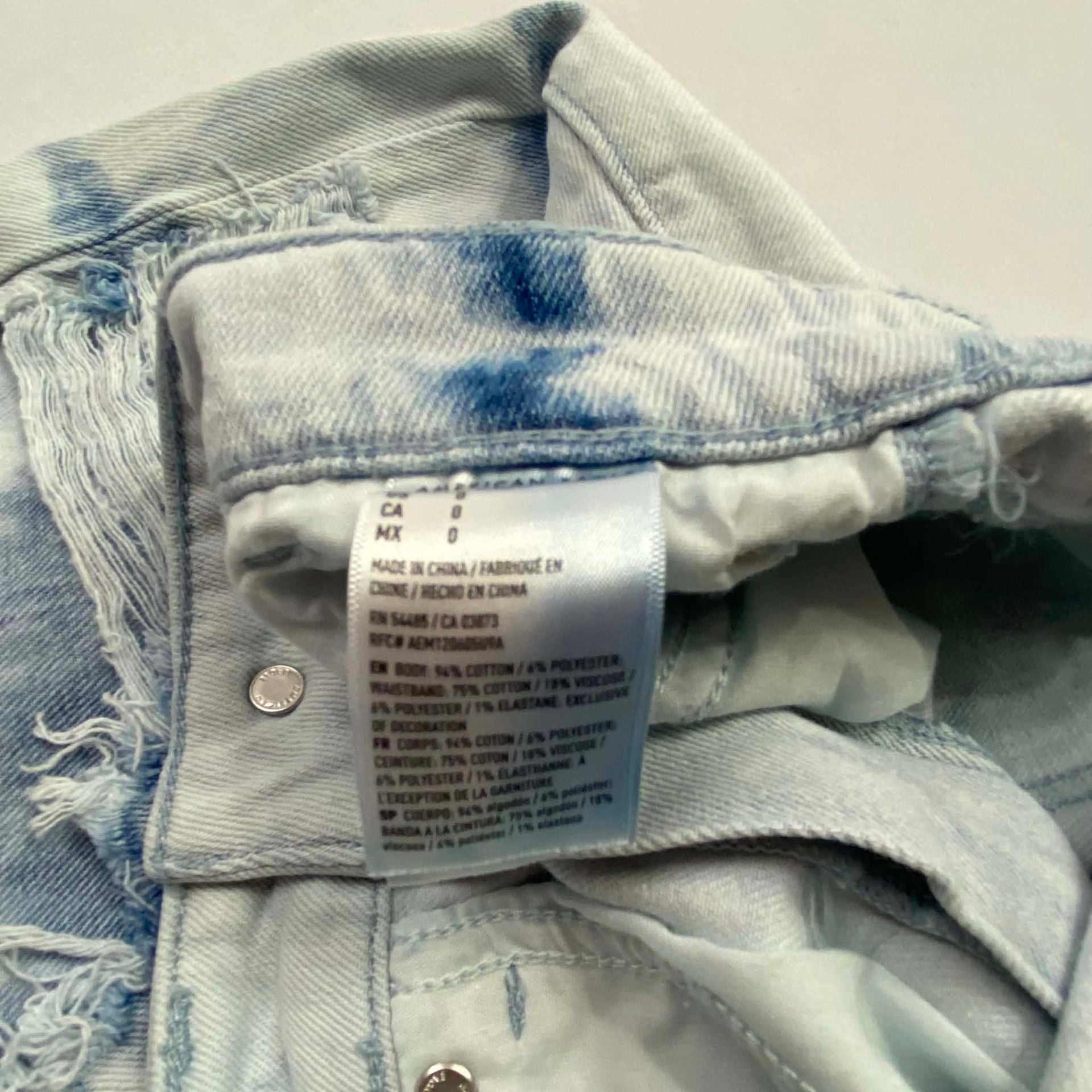 American Eagle Denim Shorts Size 12 Tie Dye Distressed 8