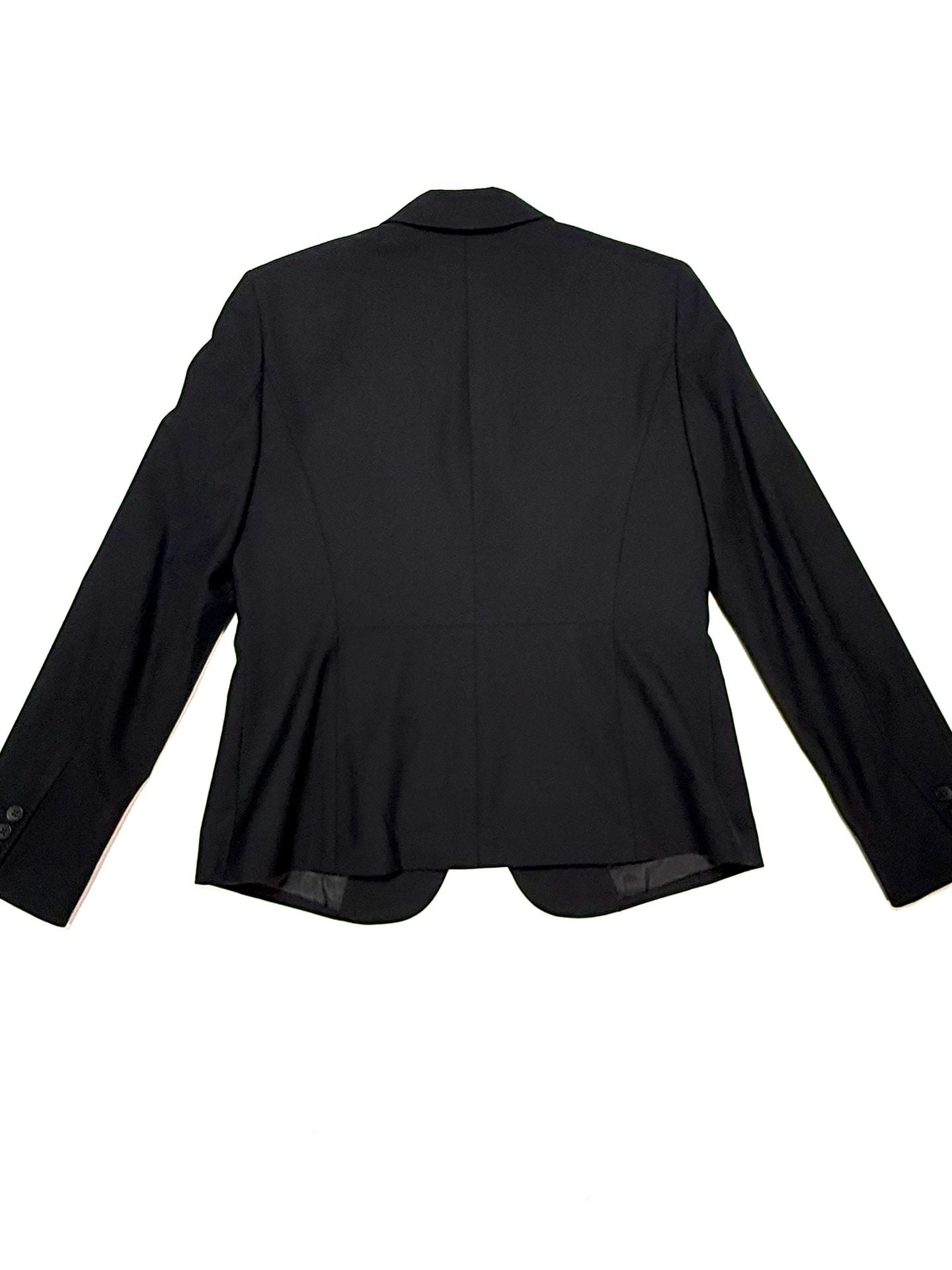 Jones New York Women's Blazer 8 Quiet Luxury Old Money Dark Academia Heritage Minimalist Black Wool Blend Stretch Collection Platinum Two Button Peak Lapel NWT Easy Care Work Jacket 9