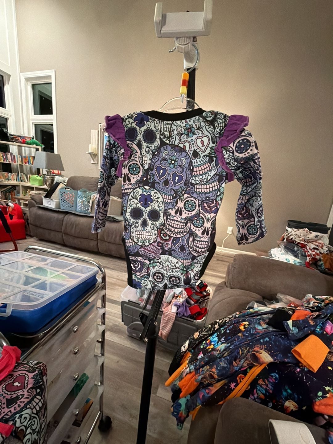 Luminous Littles Sugar Skull Bodysuit Size 3-6 M Ruffle Bamboo 4