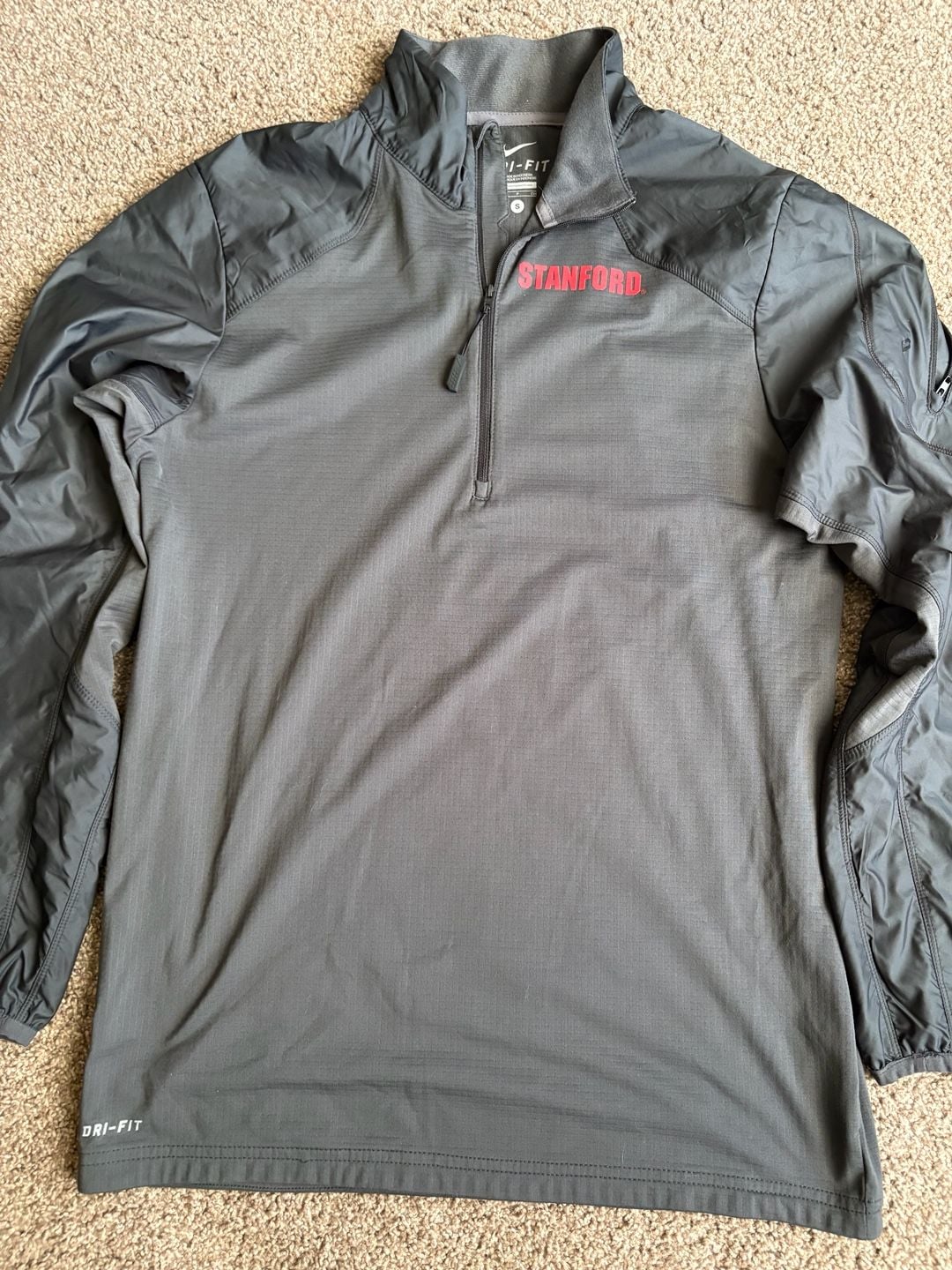 Nike Stanford Cardinal Dri-Fit 1/4 Zip Pullover Size S Gray 3