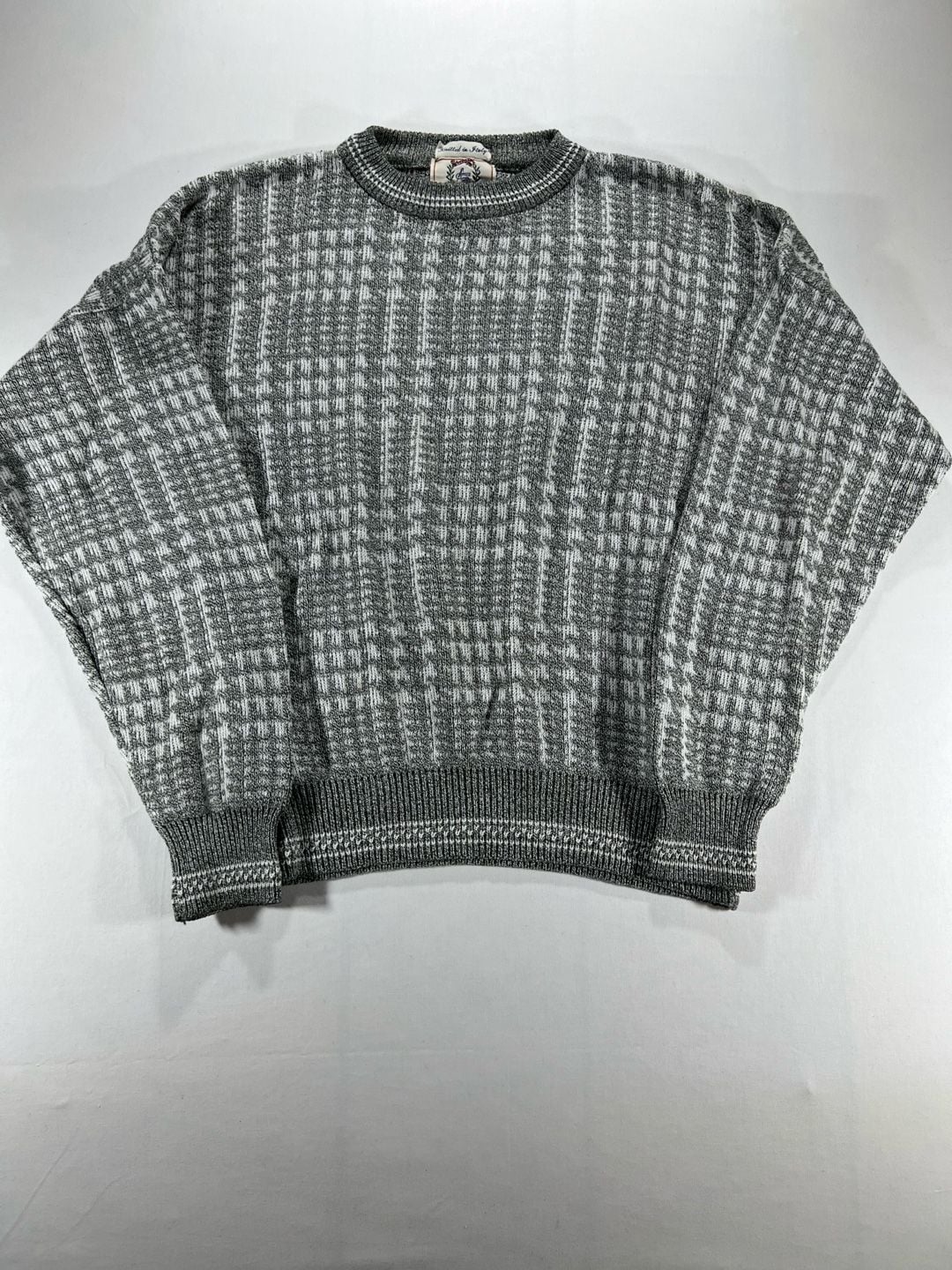 Sears Roebuck & Co. Vintage Geometric Knit Sweater Gray 2