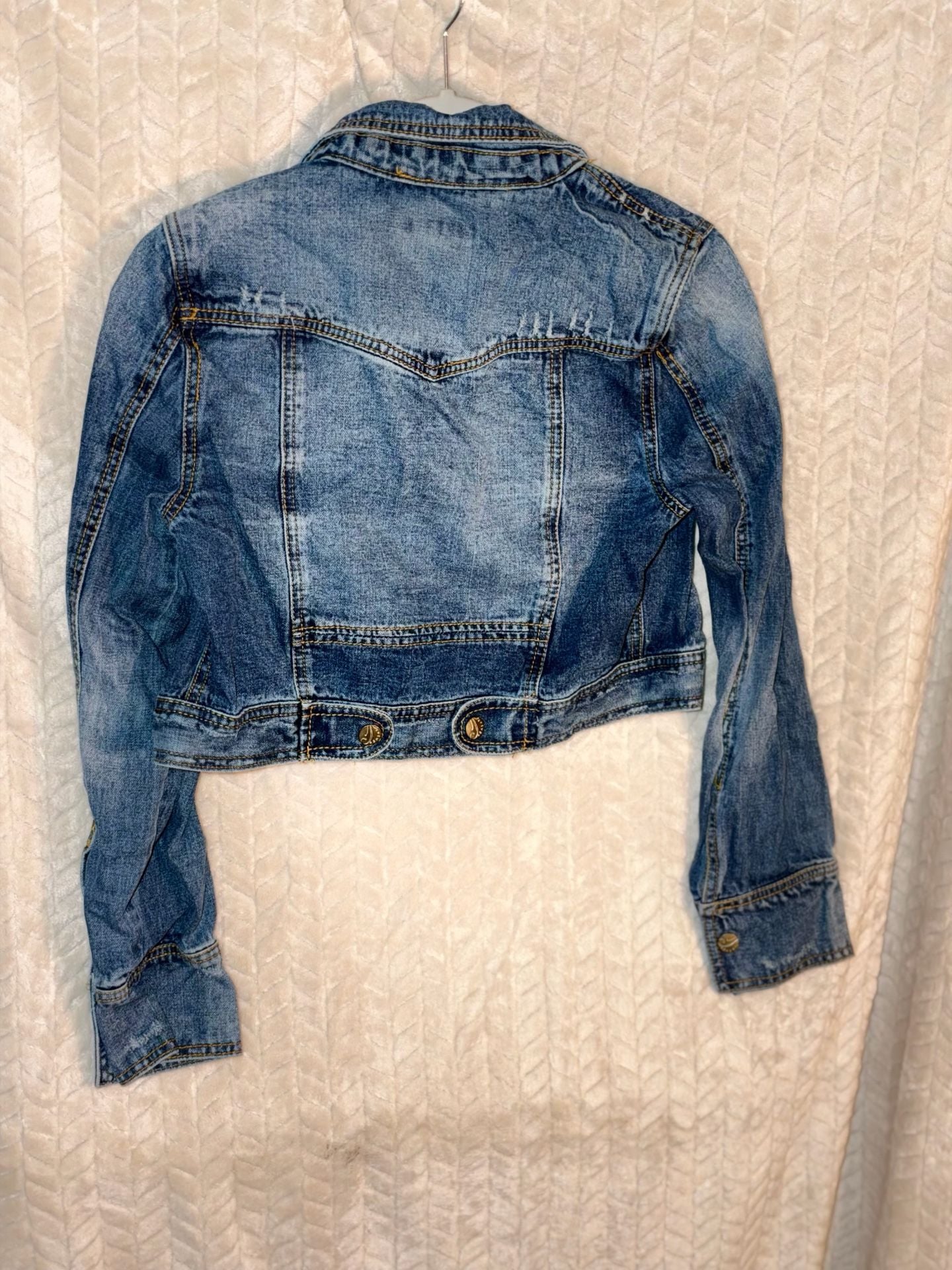 Charlotte Russe Cropped Denim Jacket Size M Blue Cotton Blend 3