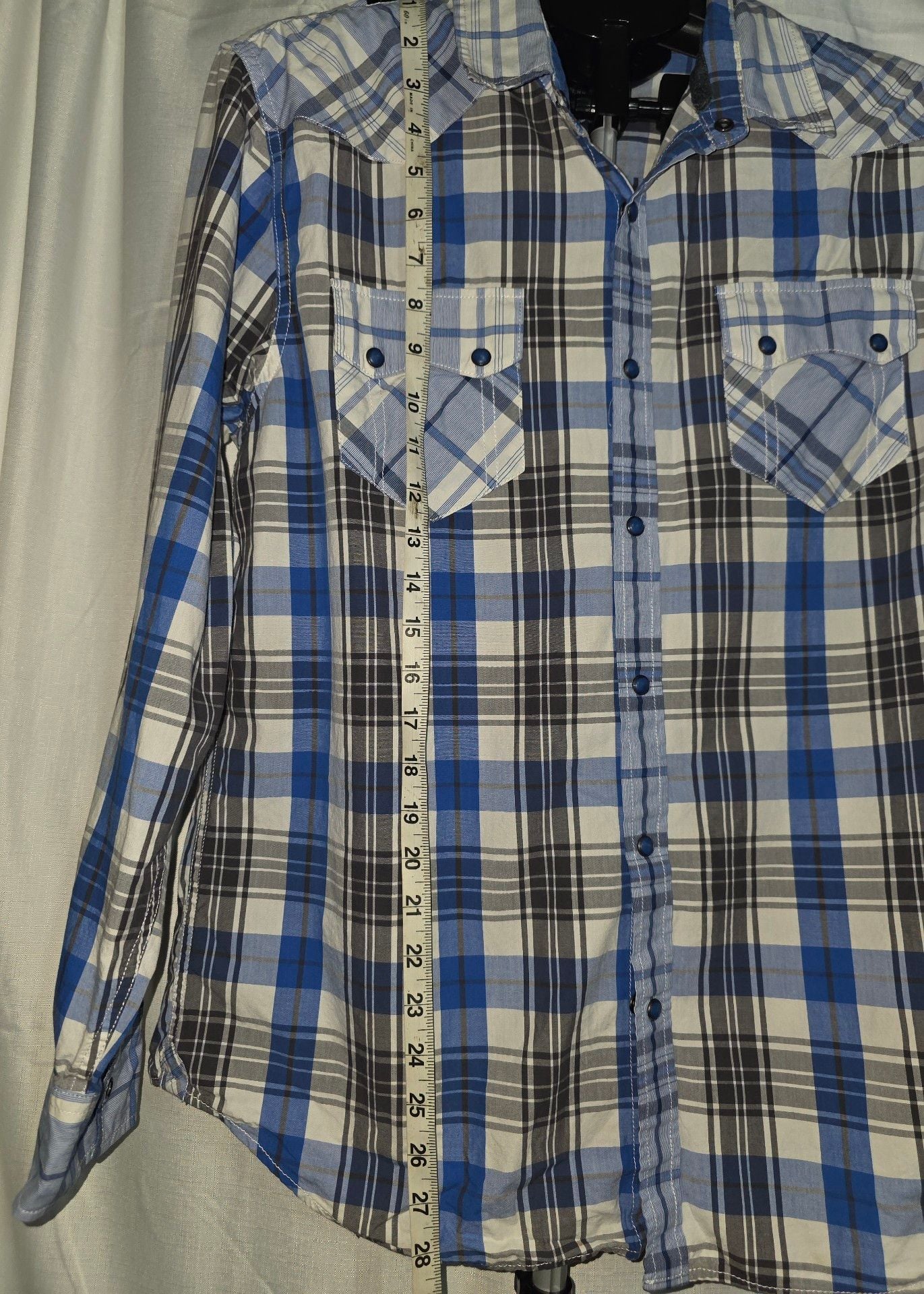 American Rag Long Sleeve Plaid Western Shirt Size M Blue 3