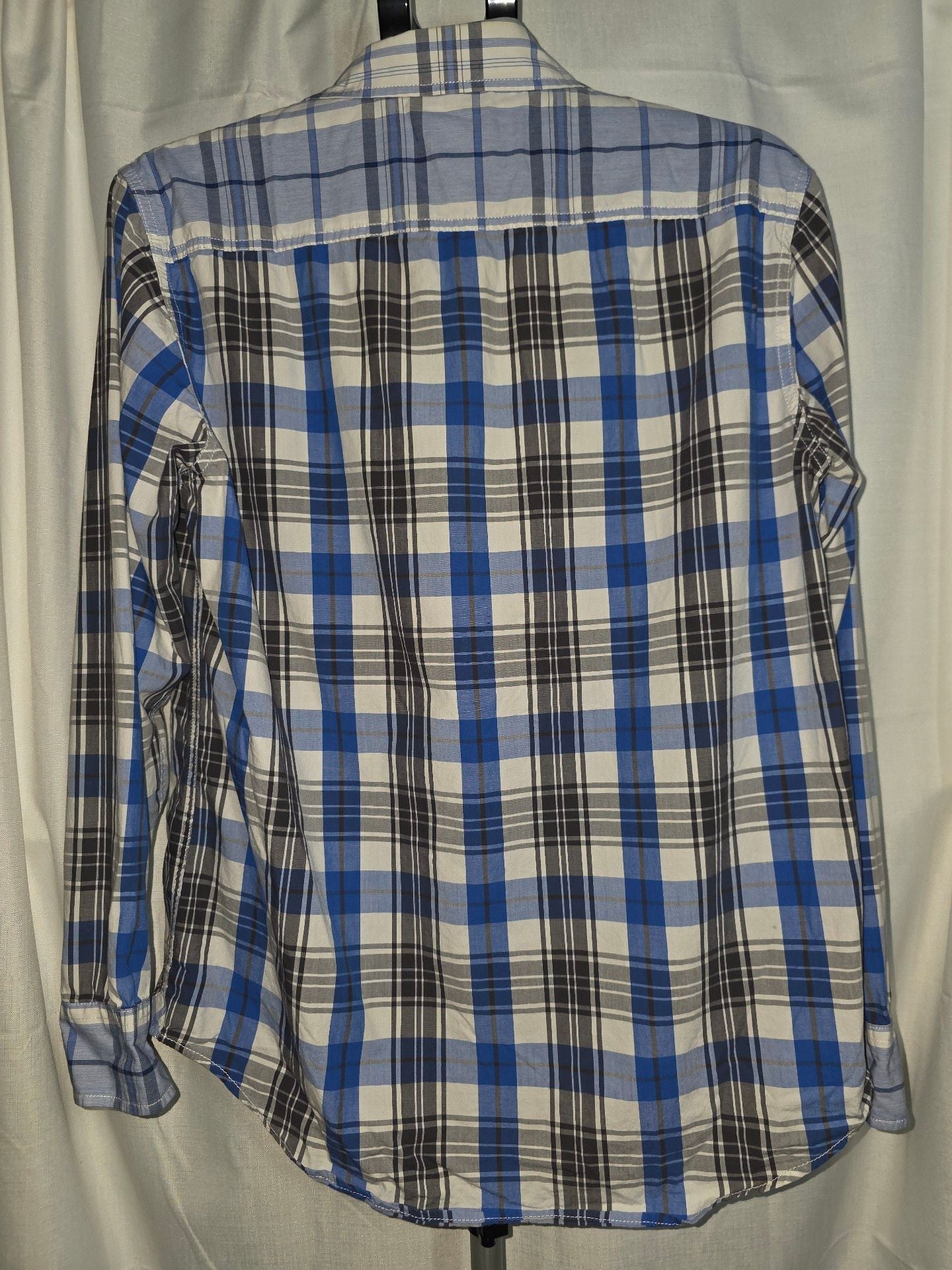 American Rag Long Sleeve Plaid Western Shirt Size M Blue 5