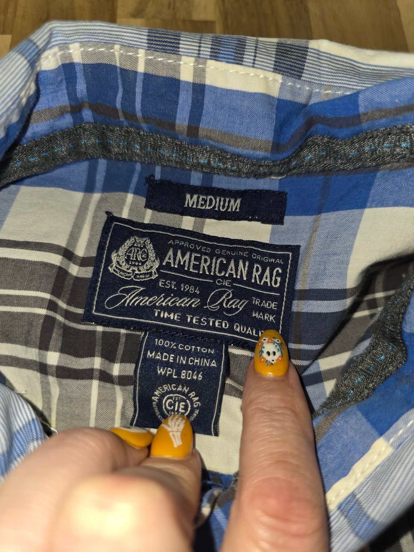 American Rag Long Sleeve Plaid Western Shirt Size M Blue 7