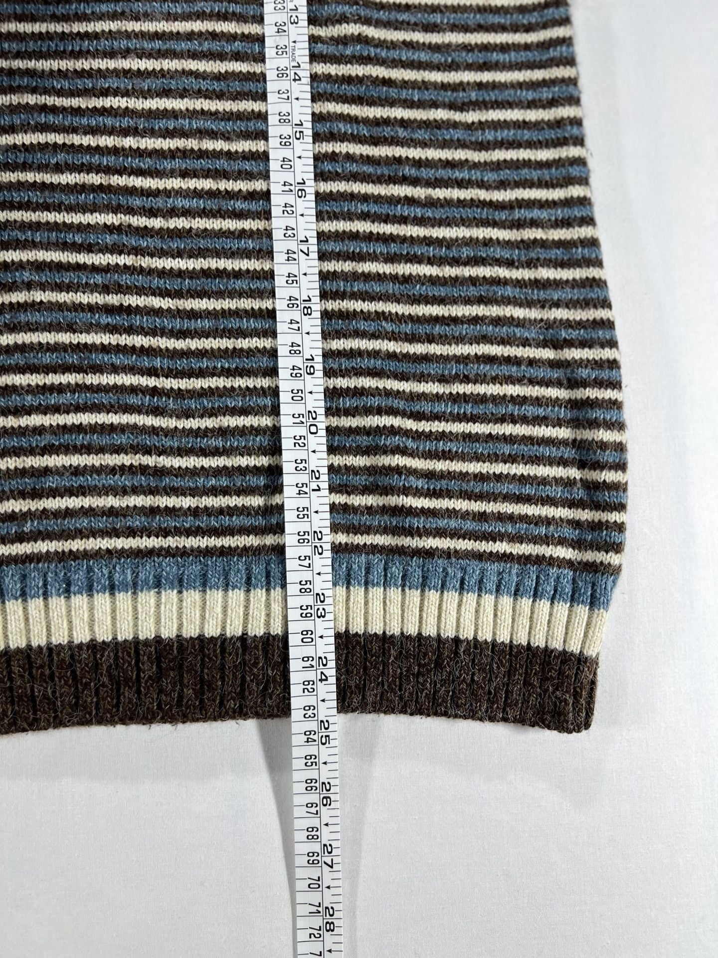 Cartier Ports Wear 1/4 Zip Sweater Size L Striped Brown Blue 6