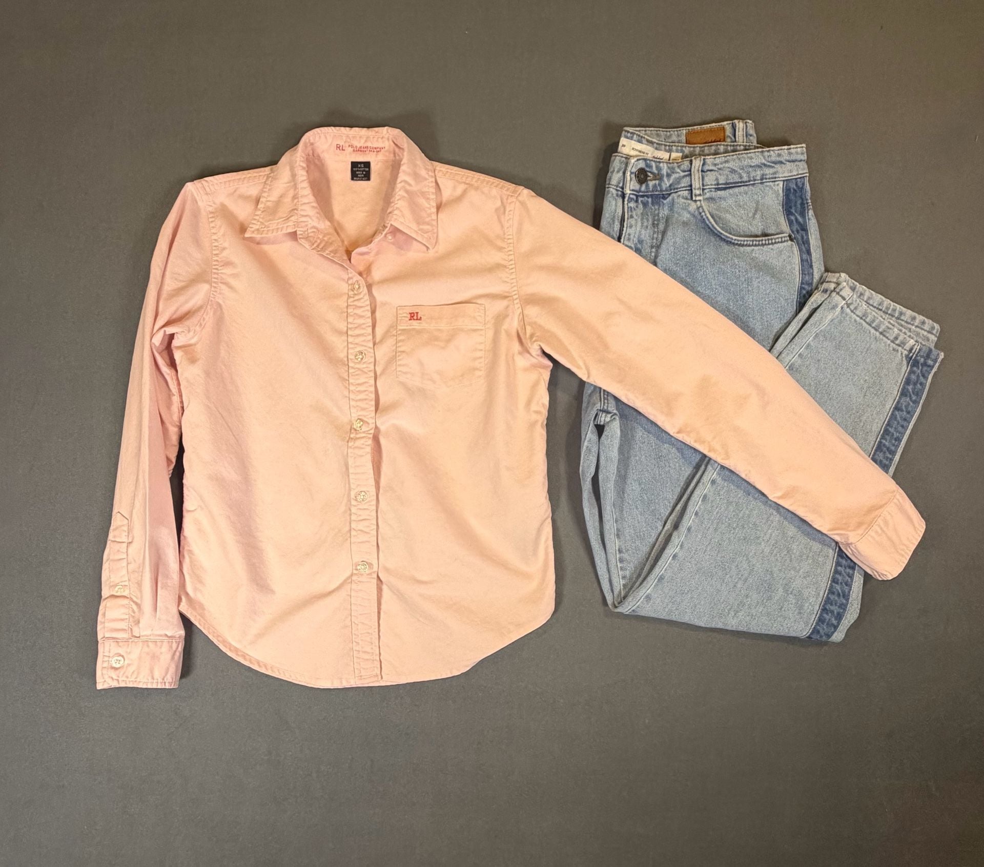 Polo Jeans Ralph Lauren Pink Button Down Shirt XS Y2K Preppy Cotton 9