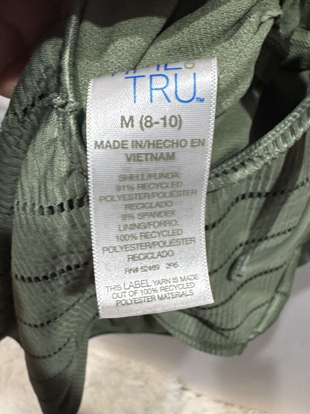 Time and Tru One Piece Swimsuit Size M (8-10) Green Textured 4