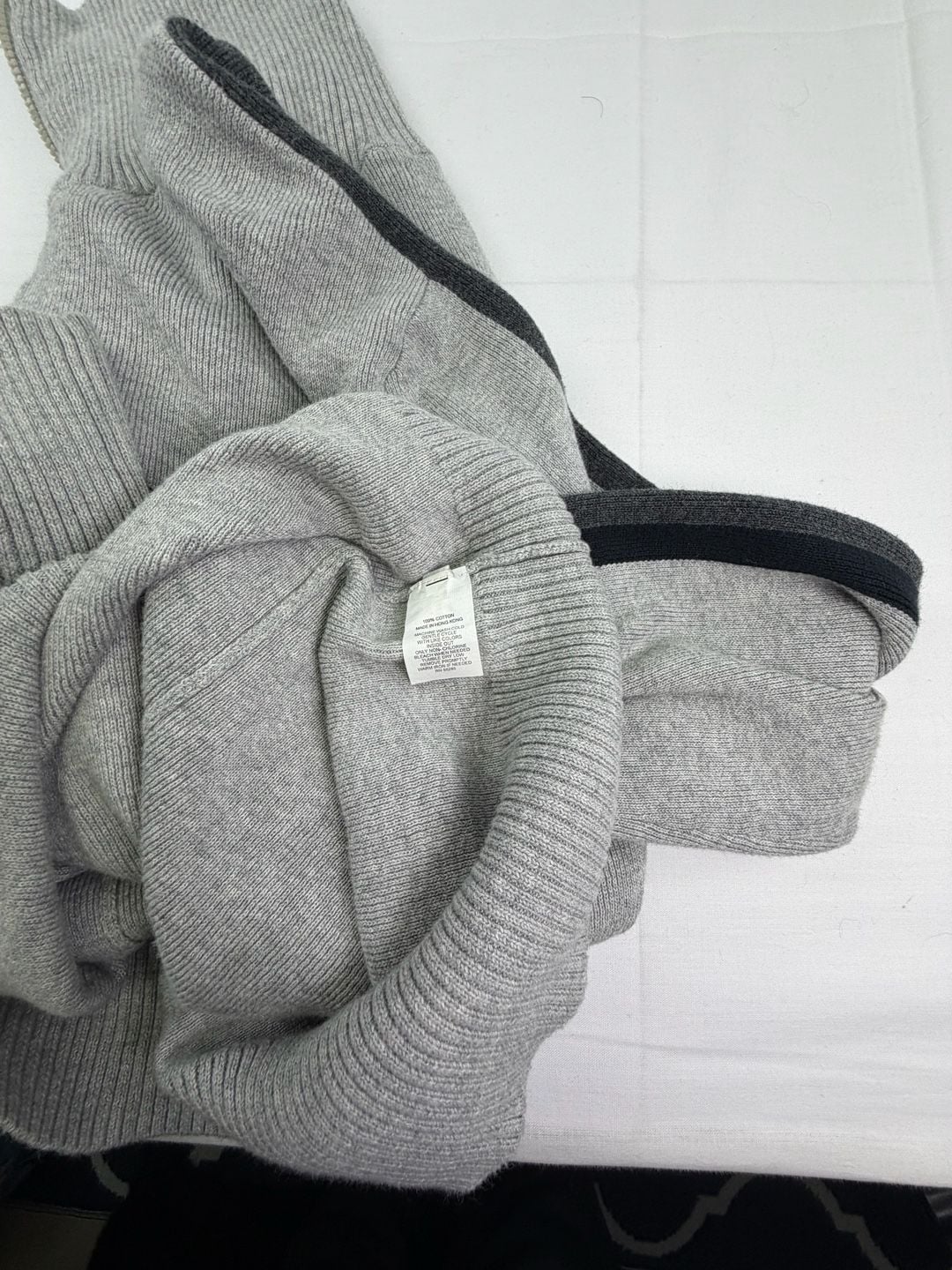 Express Men’s Quarter Zip Sweater Gray Black Stripe Cotton Pullover Size Small 11