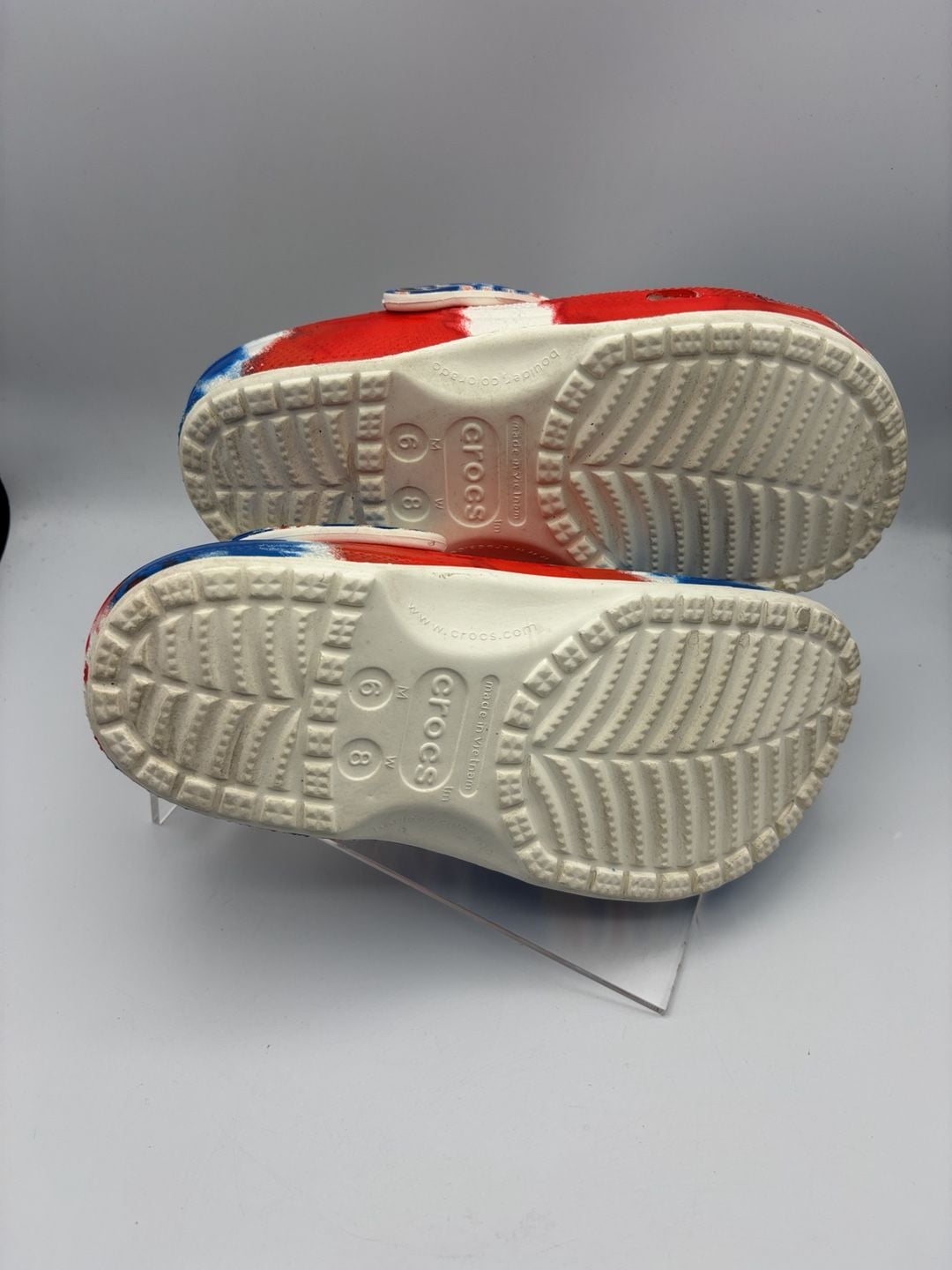 Crocs Classic Tie Dye Clogs Size M6 W8 Red White Blue 4