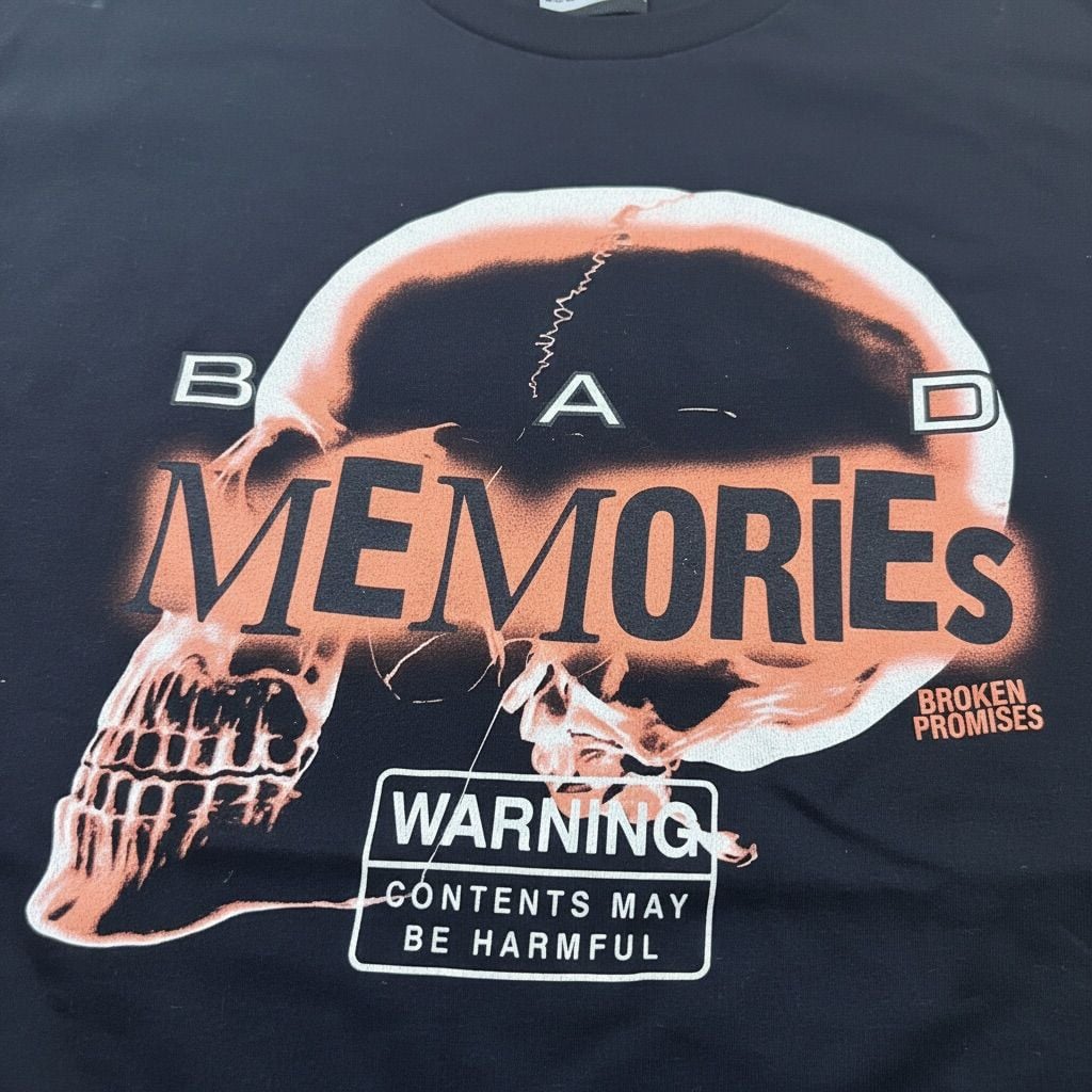 Broken Promises Bad Memories Graphic T-Shirt Large Black Cotton 3