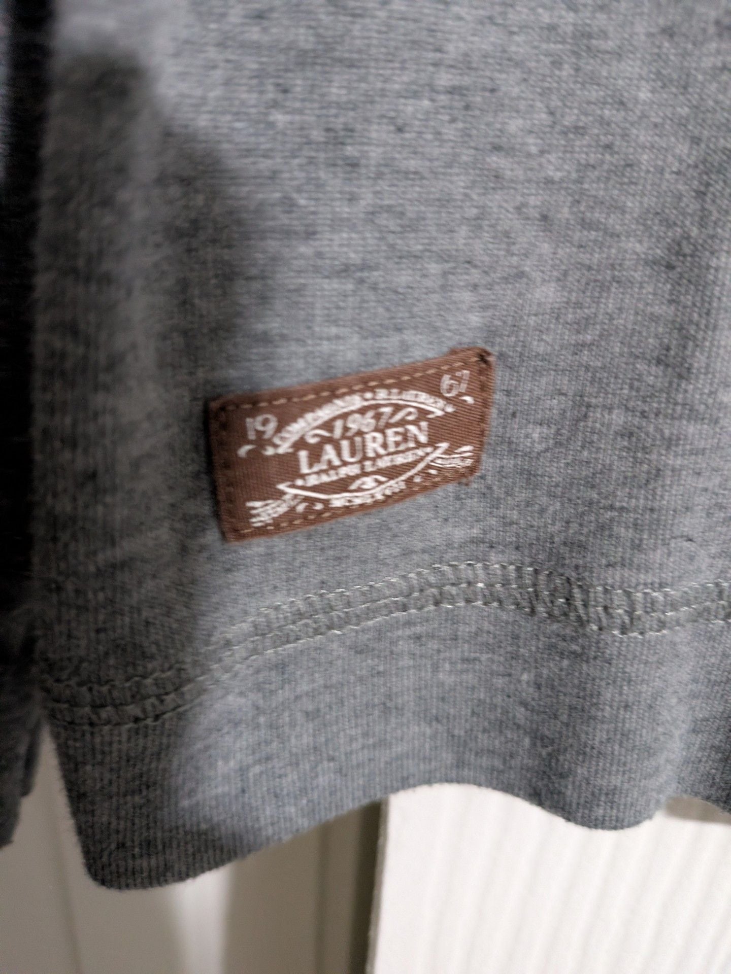 Lauren Ralph Lauren Long Sleeve Top Size L Gray Brown Suede Accents 3