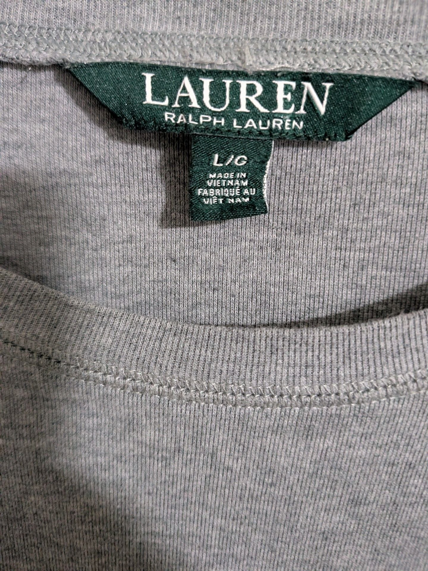 Lauren Ralph Lauren Long Sleeve Top Size L Gray Brown Suede Accents 5