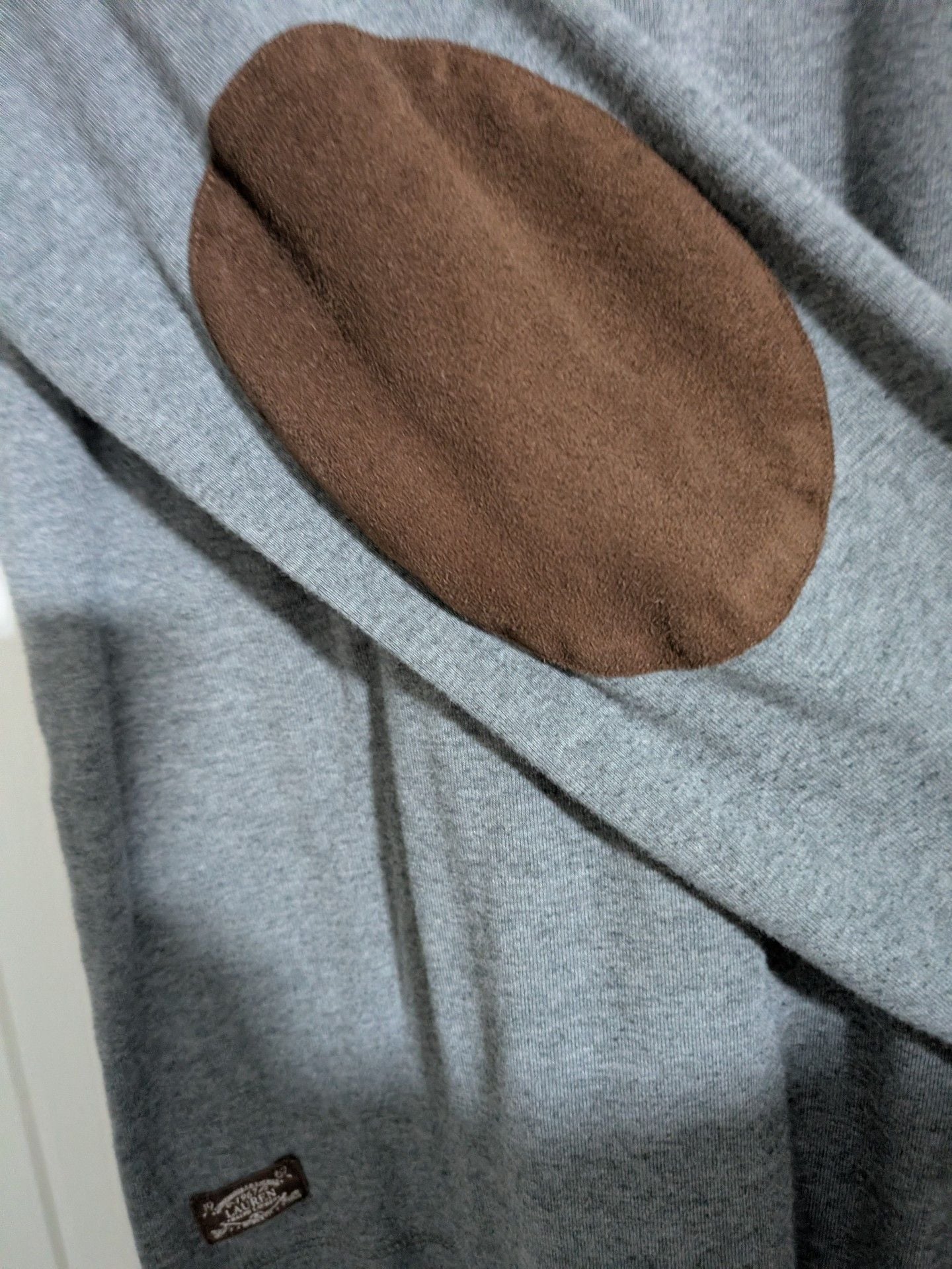 Lauren Ralph Lauren Long Sleeve Top Size L Gray Brown Suede Accents 7