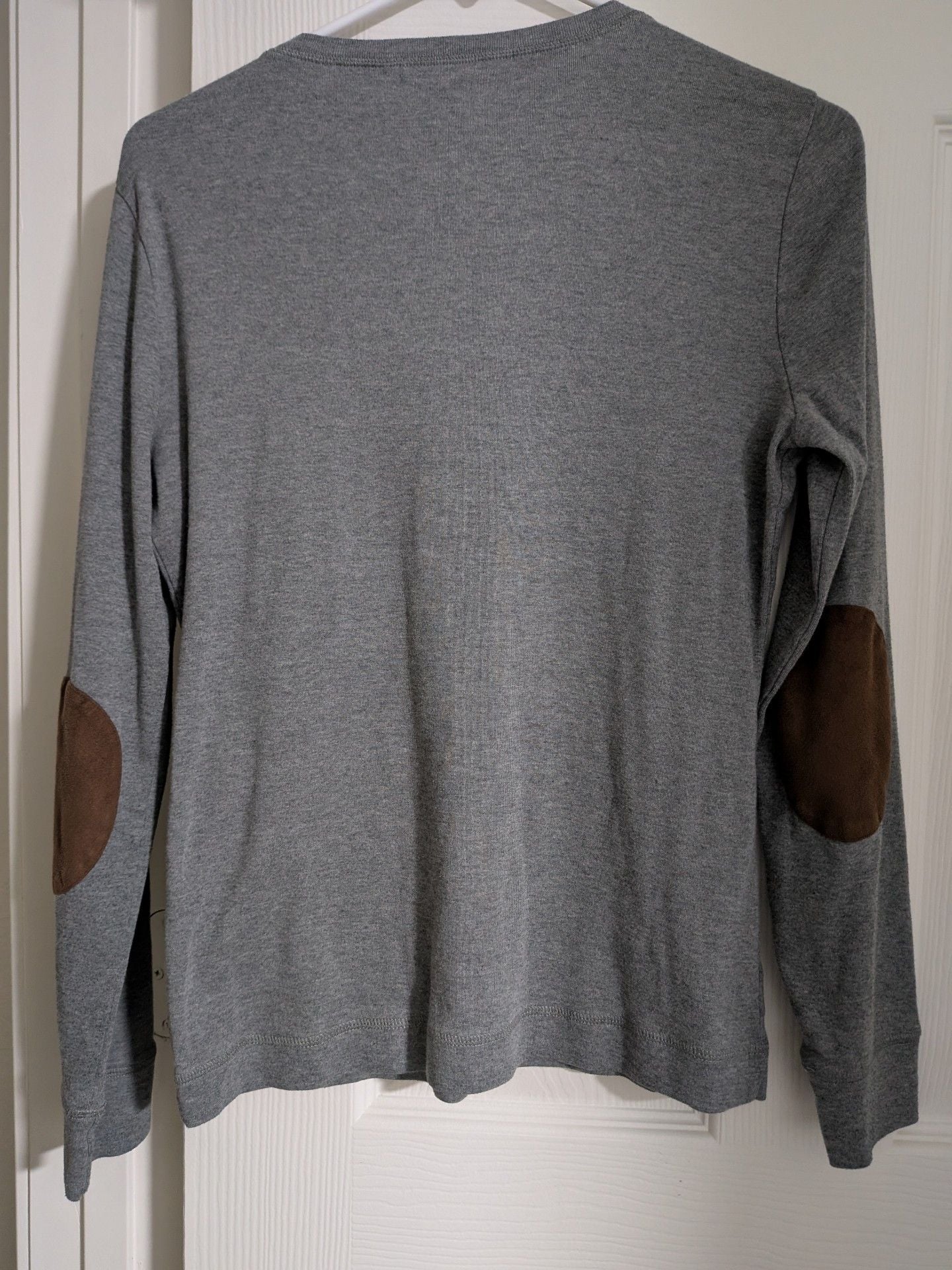 Lauren Ralph Lauren Long Sleeve Top Size L Gray Brown Suede Accents 8